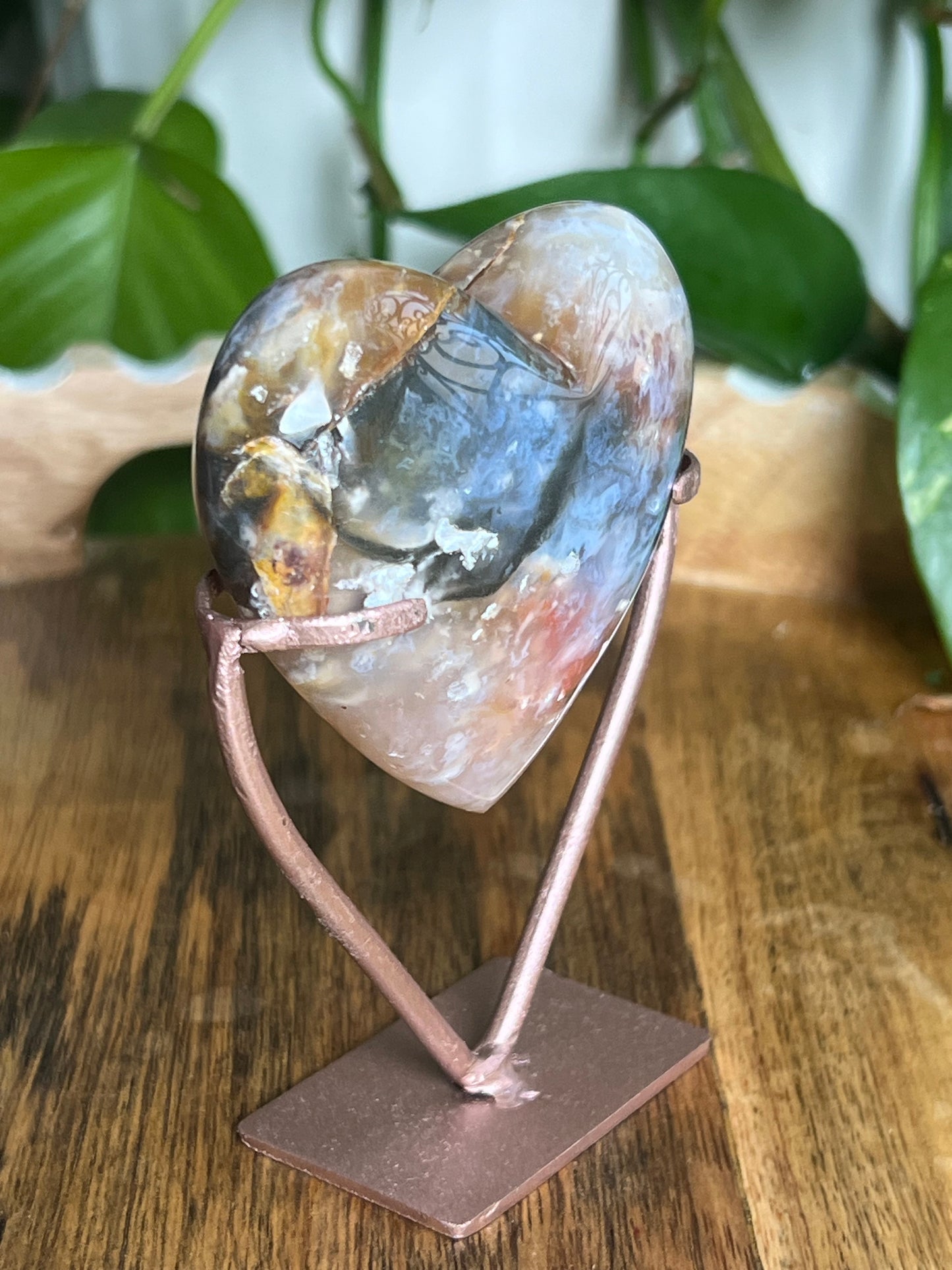 Rainbow Plume Agate Heart TA