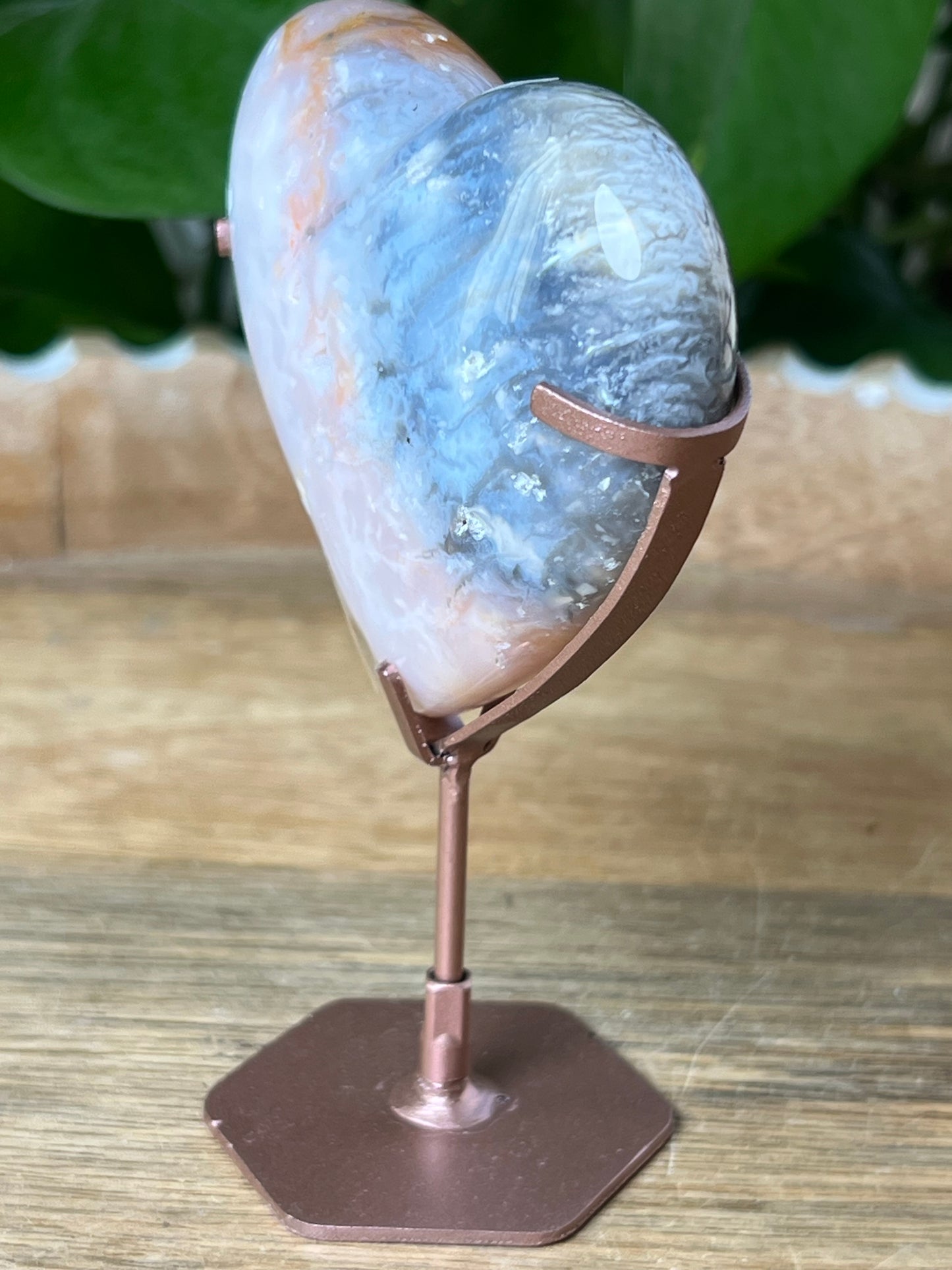 Rainbow Plume Agate Heart