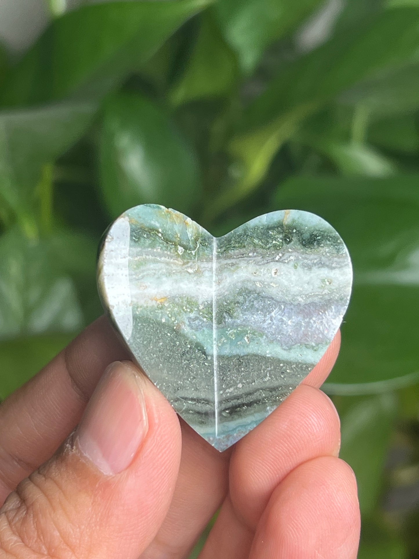 Blue Green Jasper 3D Butterfly Heart: DC