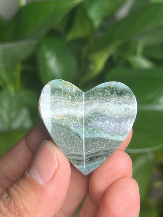 Blue Green Jasper 3D Butterfly Heart: DC