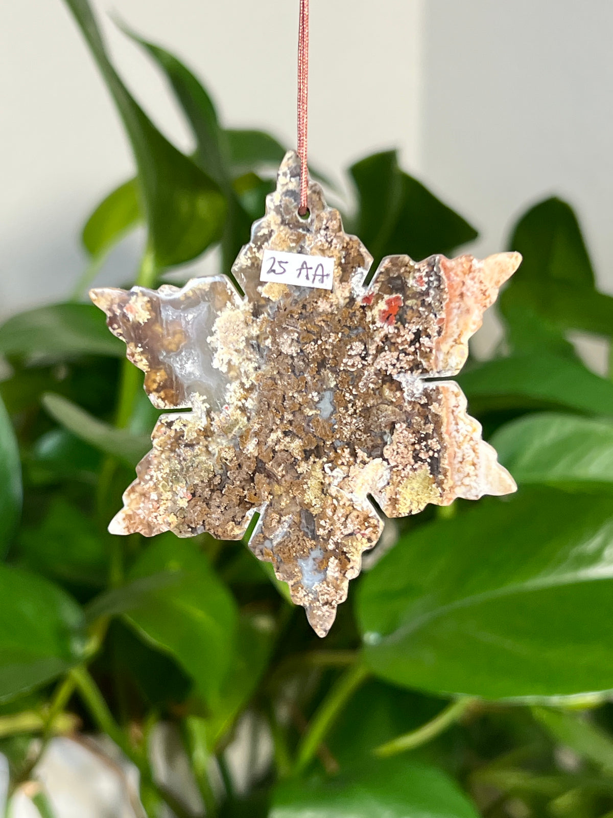 Scenic Moss Agate Snowflake Ornaments