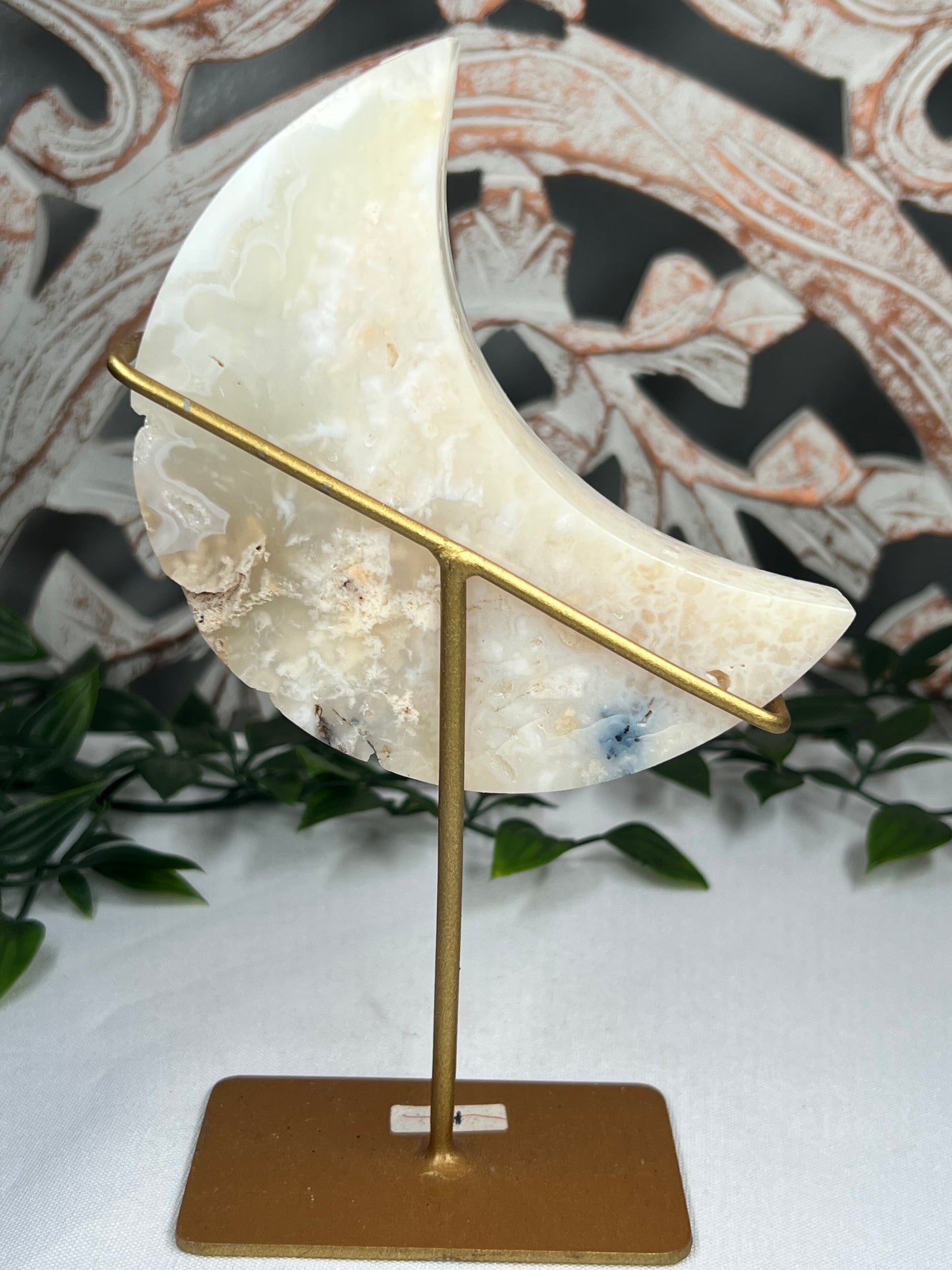 White Plume Agate Moon