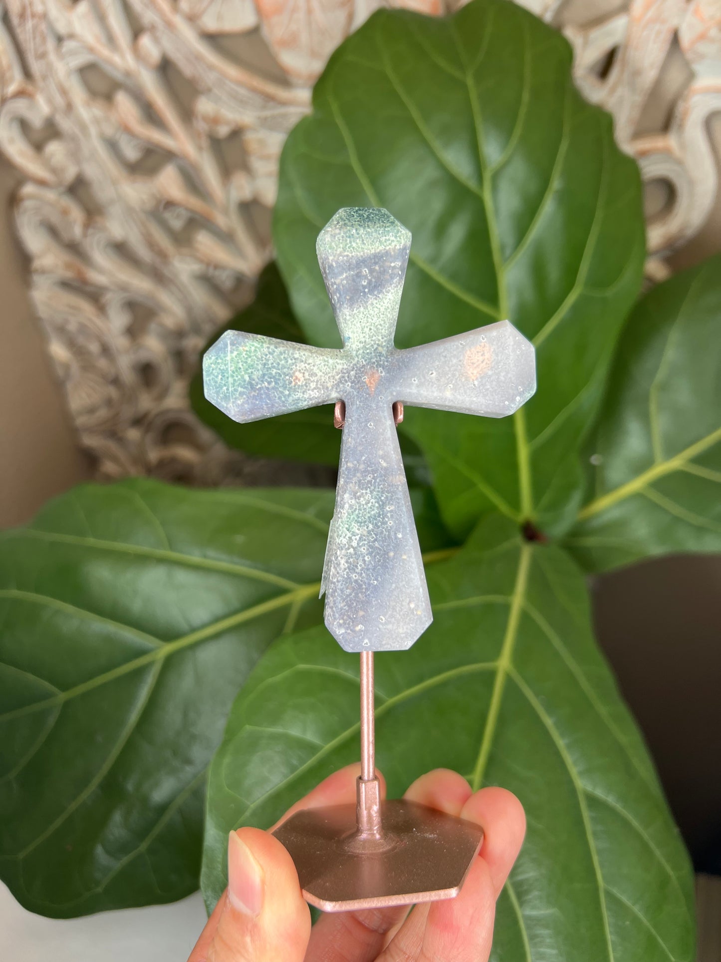 Grape Agate Cross