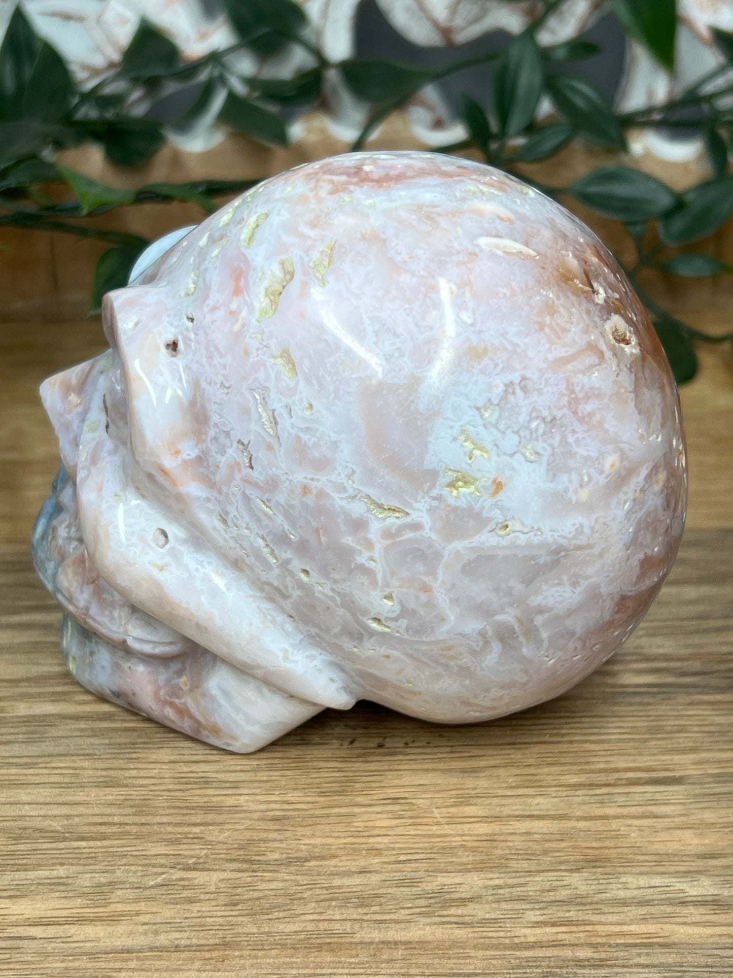 Rainbow Plume Agate Skull