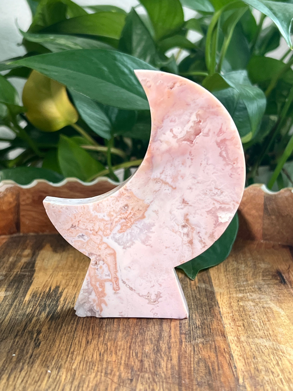 Pink Carnelian Self Standing Moon: HP