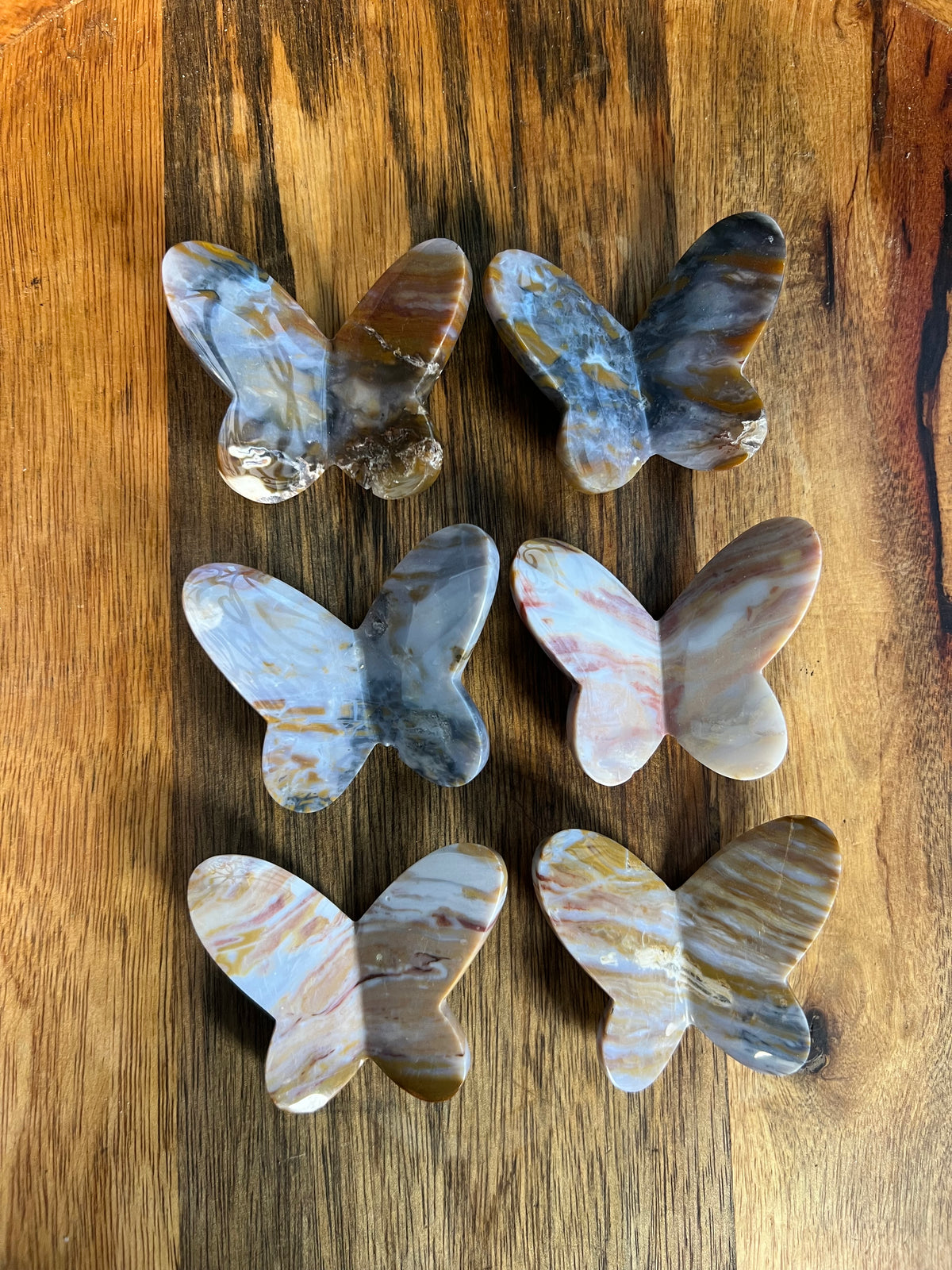 Milky River Jasper 3D Butterflies