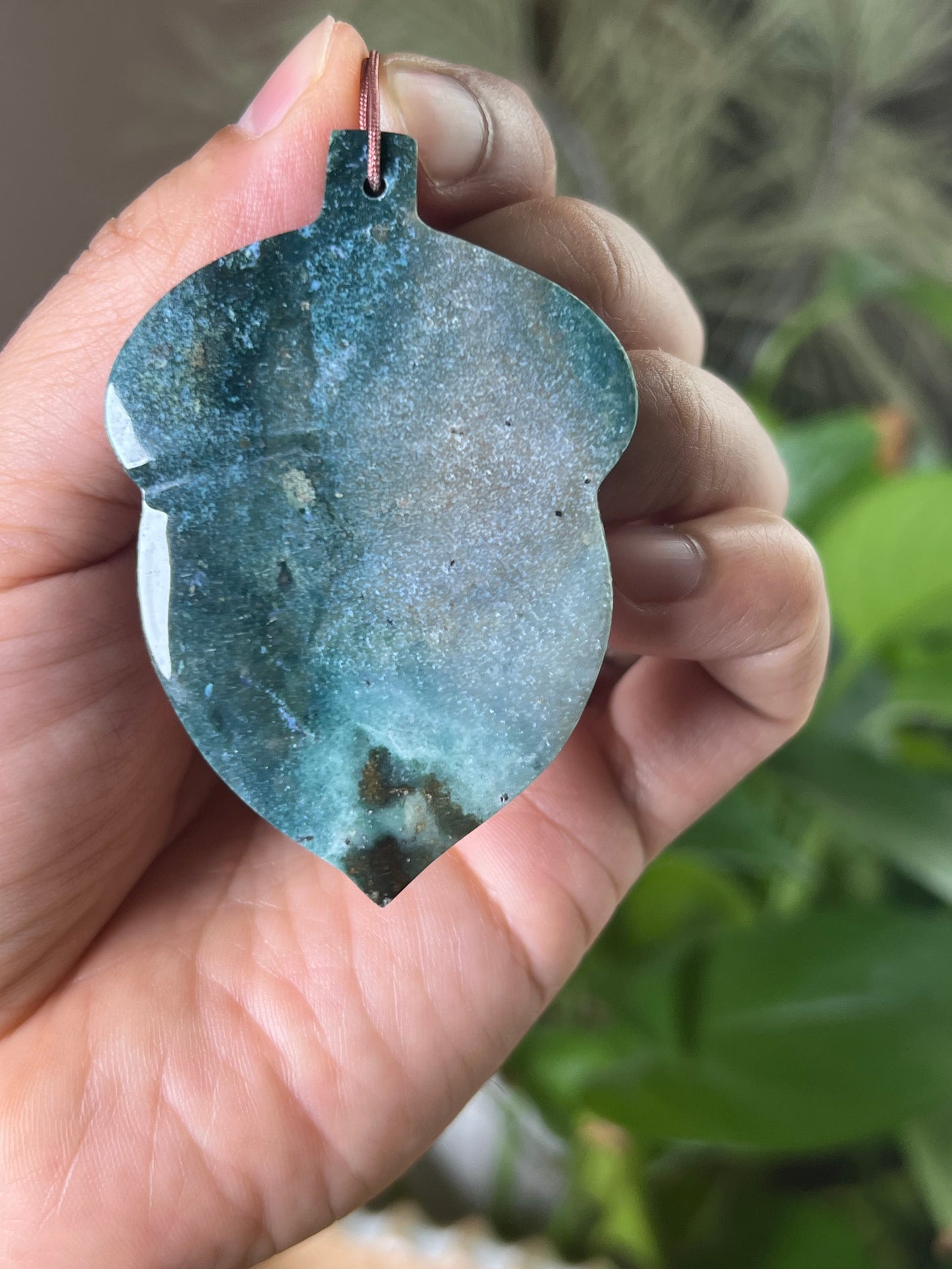 Blue Green Jasper Acorn Ornament