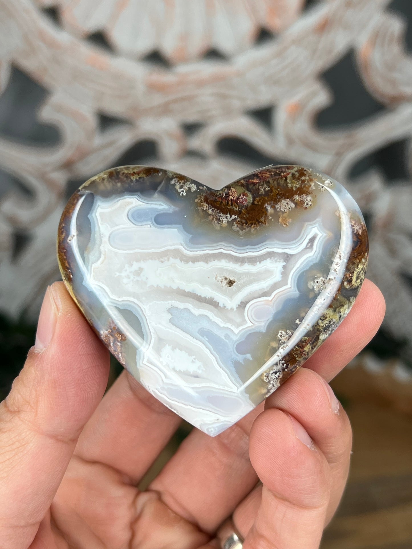 Scenic Moss Agate Heart