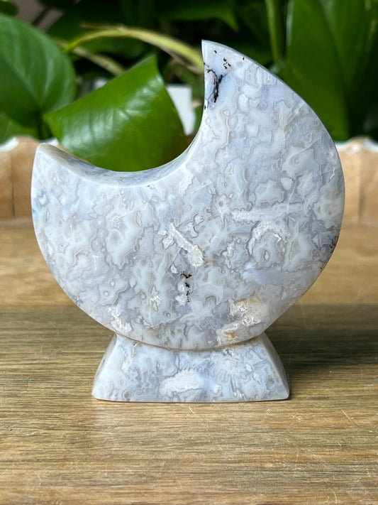 Blue Grey Lace Agate Moon