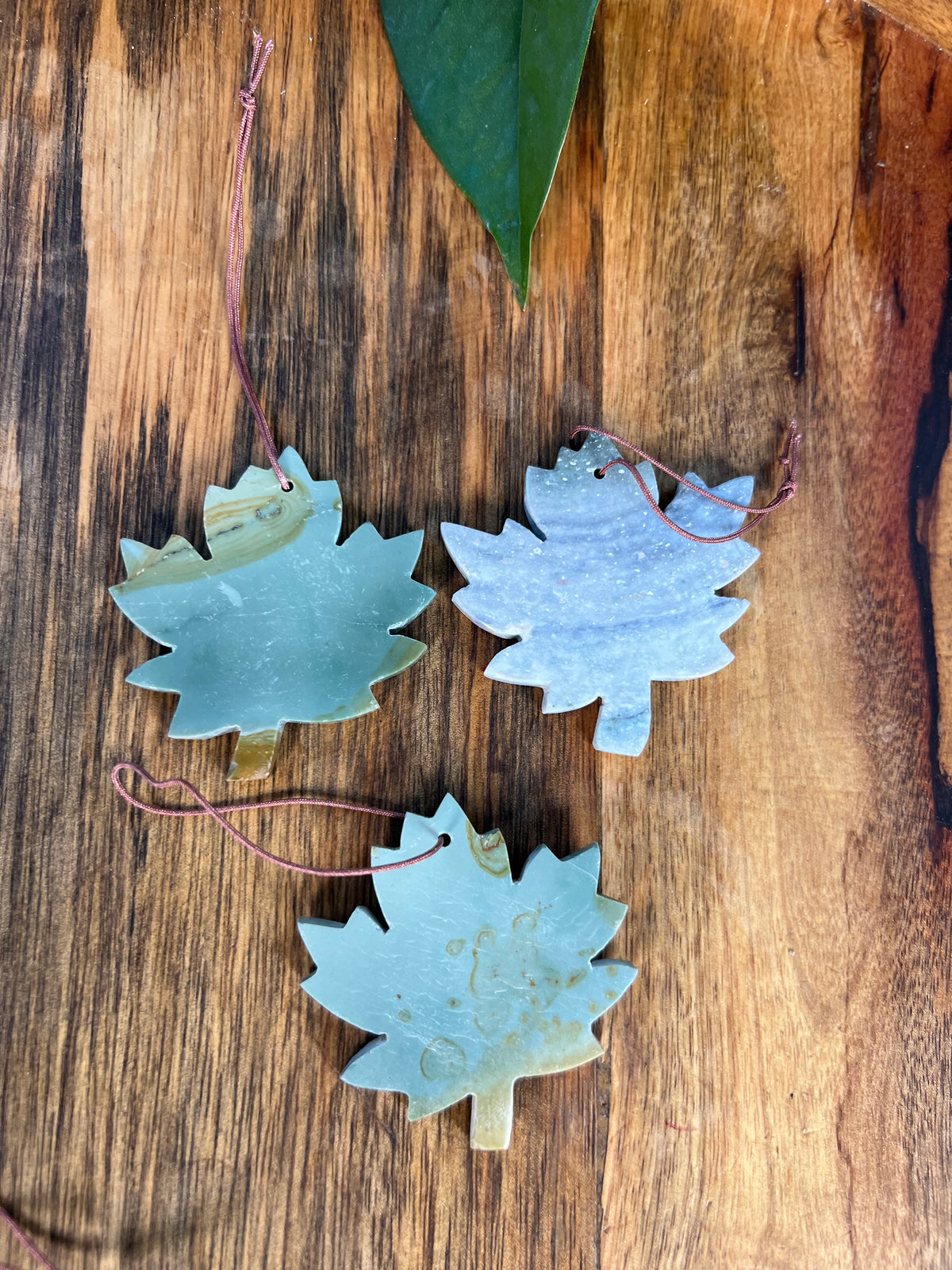 Blue Green Jasper Leaf Ornaments
