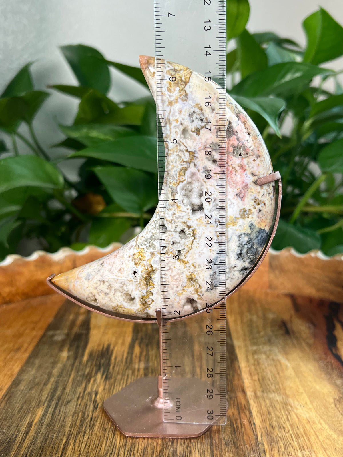 Sea Jasper On Metal Stand Puffy Moon: Di