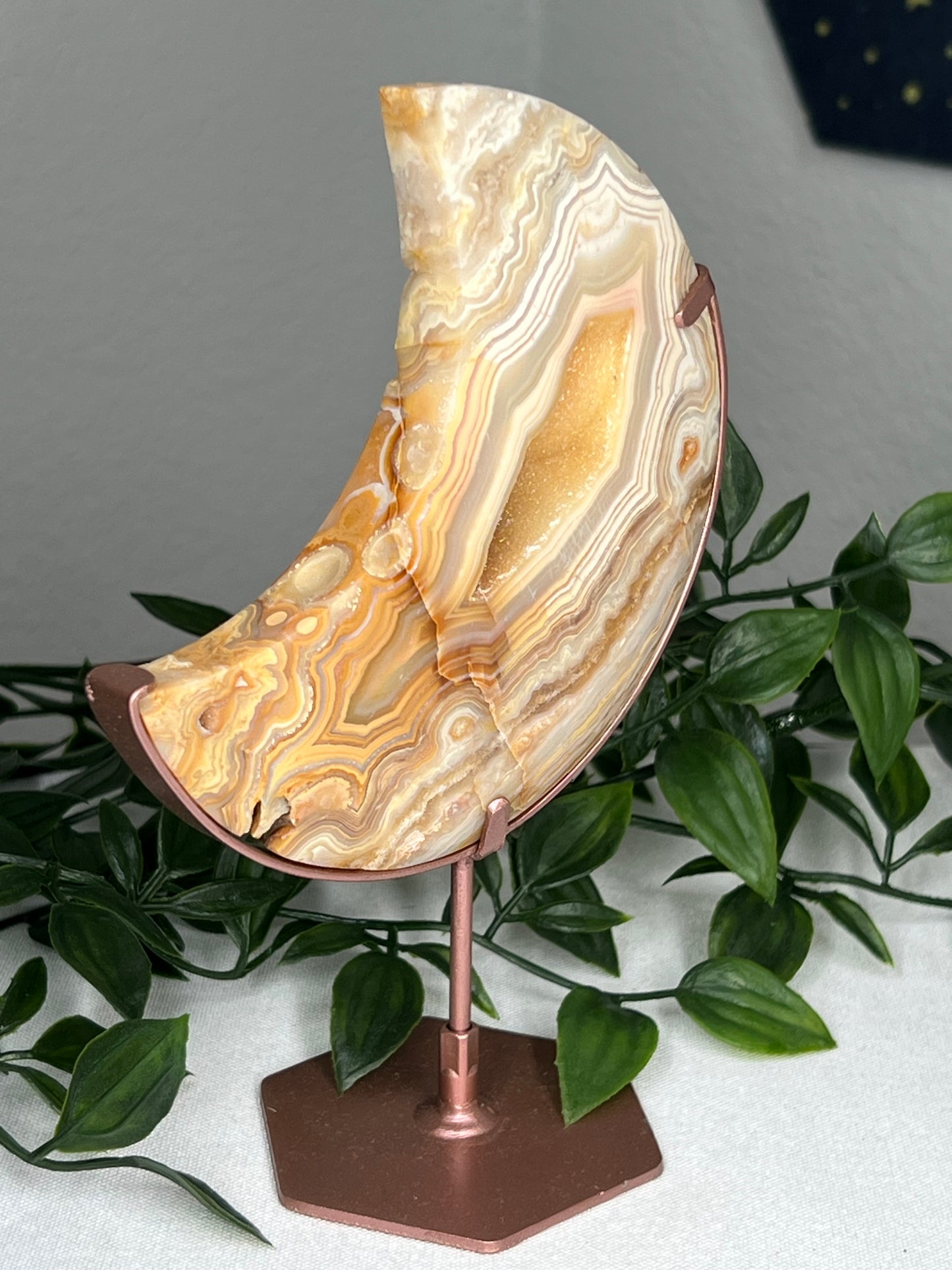 Yellow Crazy Lace Agate Moon