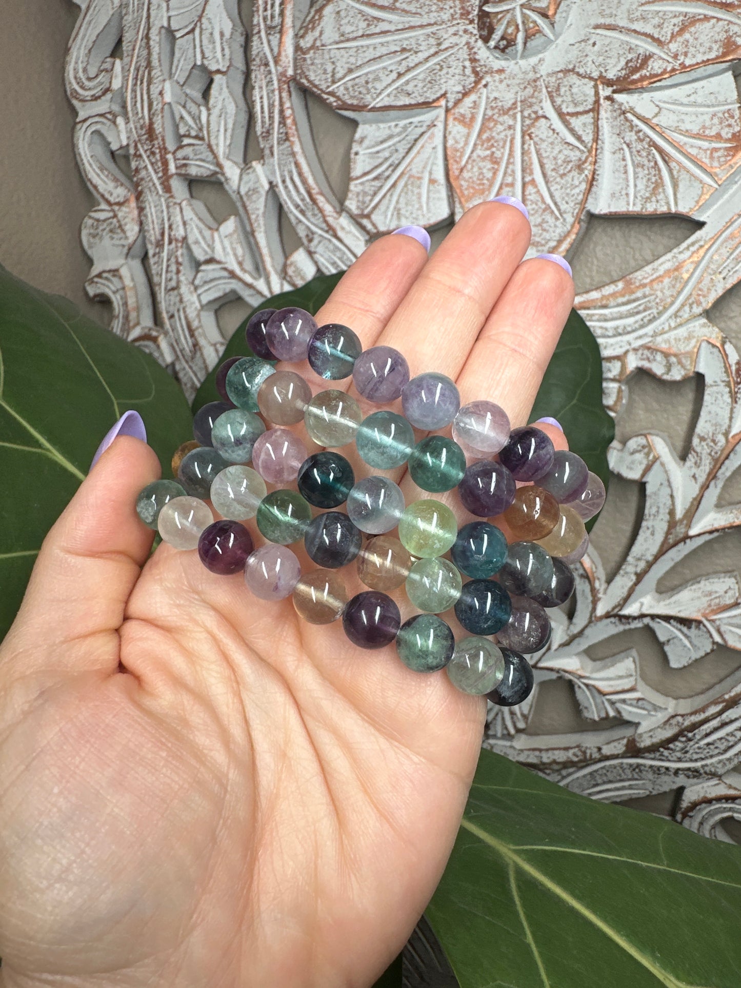 Rainbow Fluorite Beaded Bracelet (10mm)