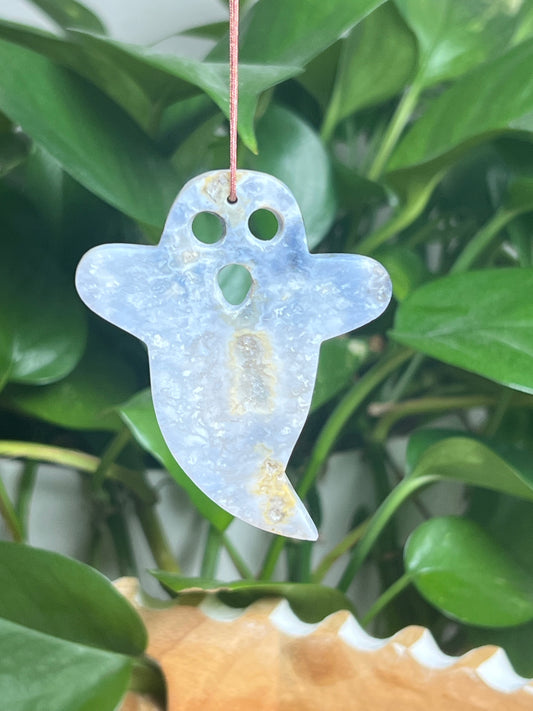 Blue Plume Agate Ornament Ghost: CA