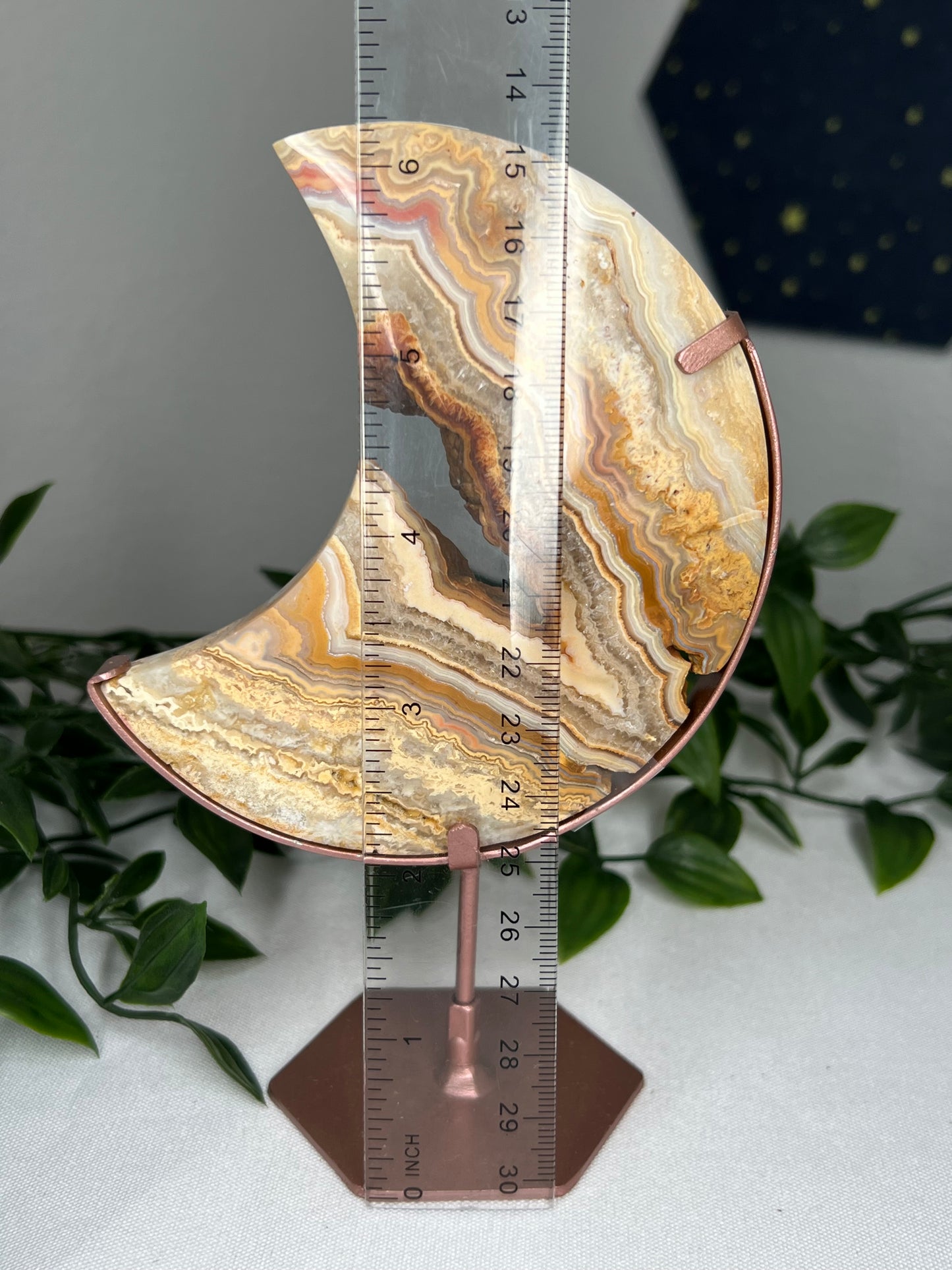 Yellow Crazy Lace Agate Moon