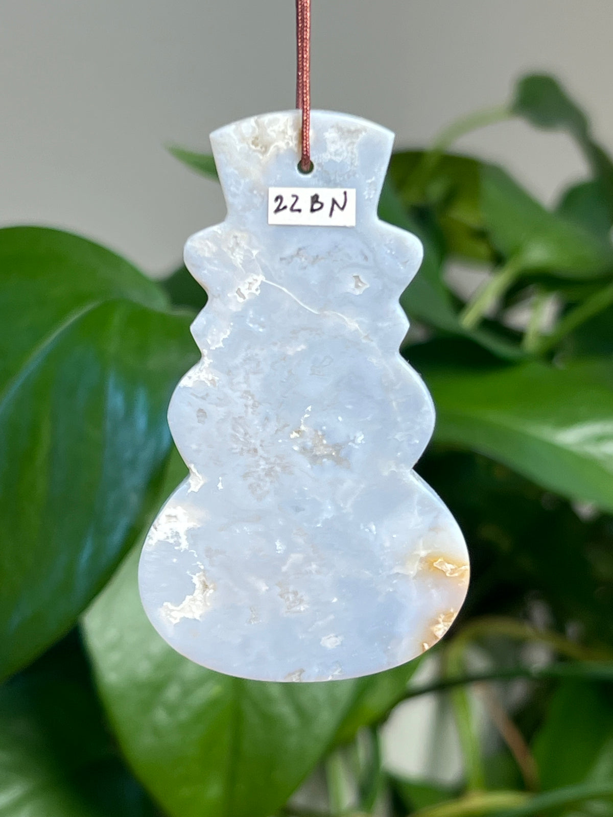 Blue Plume Agate Snowman Ornaments
