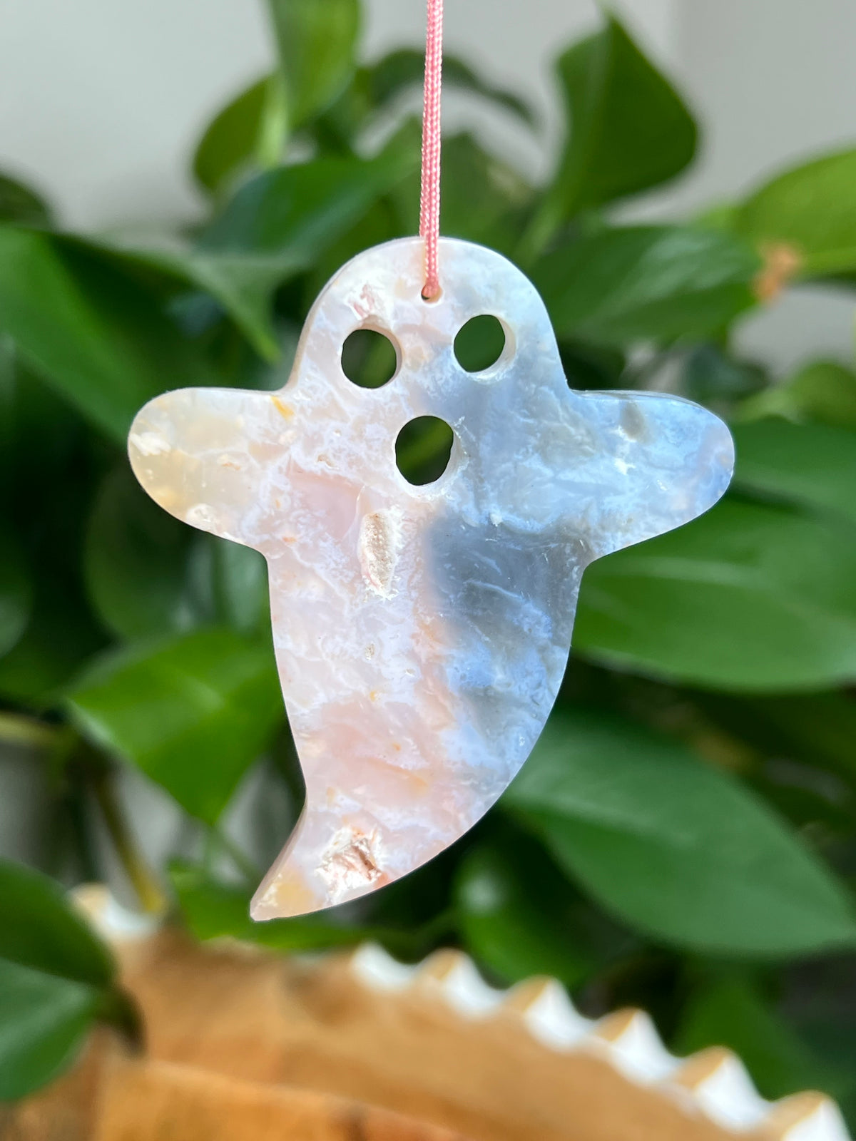 Rainbow Plume Agate Ornament Ghost: CC