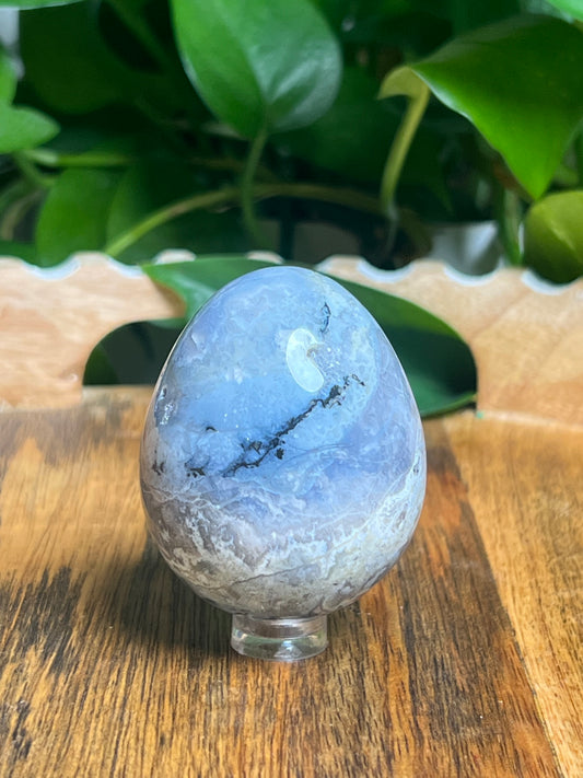 Blue Plume Agate Egg: BD