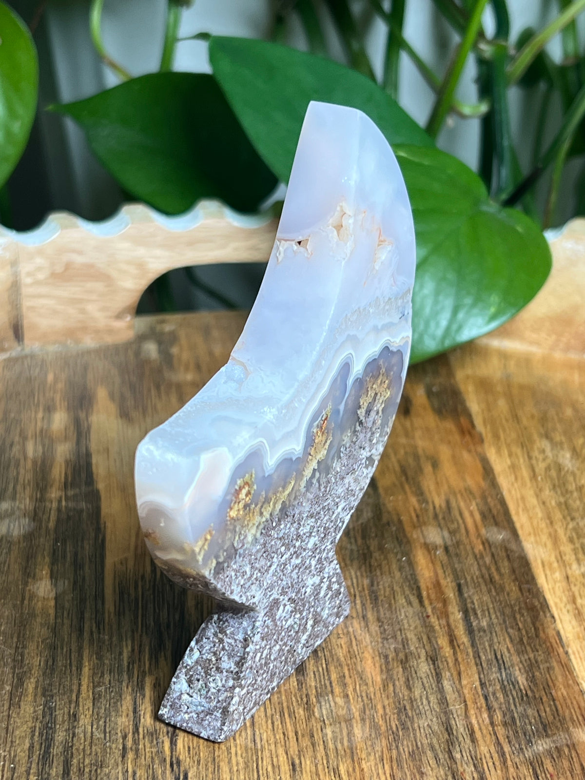 Scenic Moss Agate Self-Standing Moon: RE