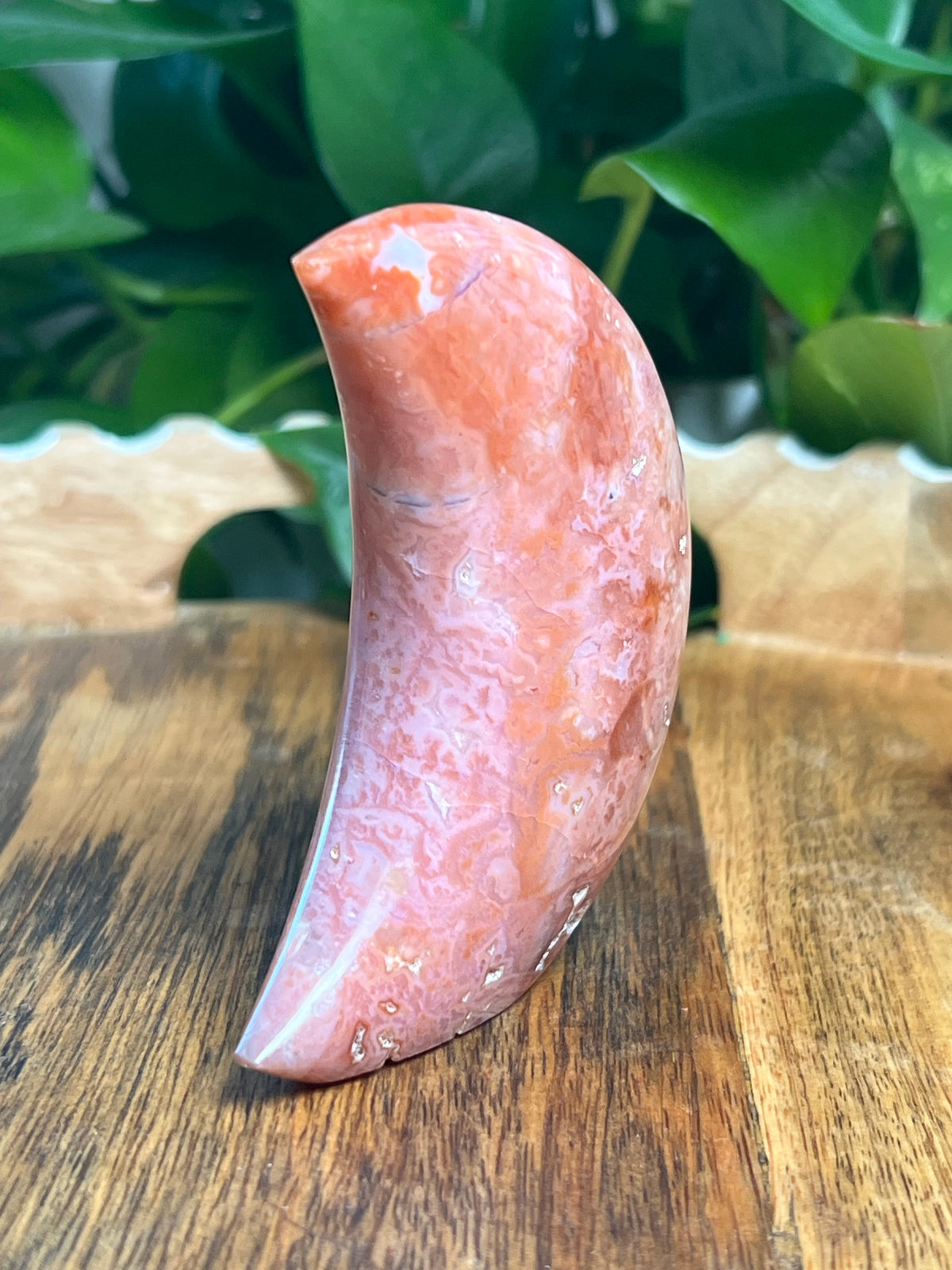 Pink Carnelian Self Standing Moon: PS