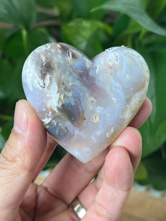 Rainbow Plume Agate Heart
