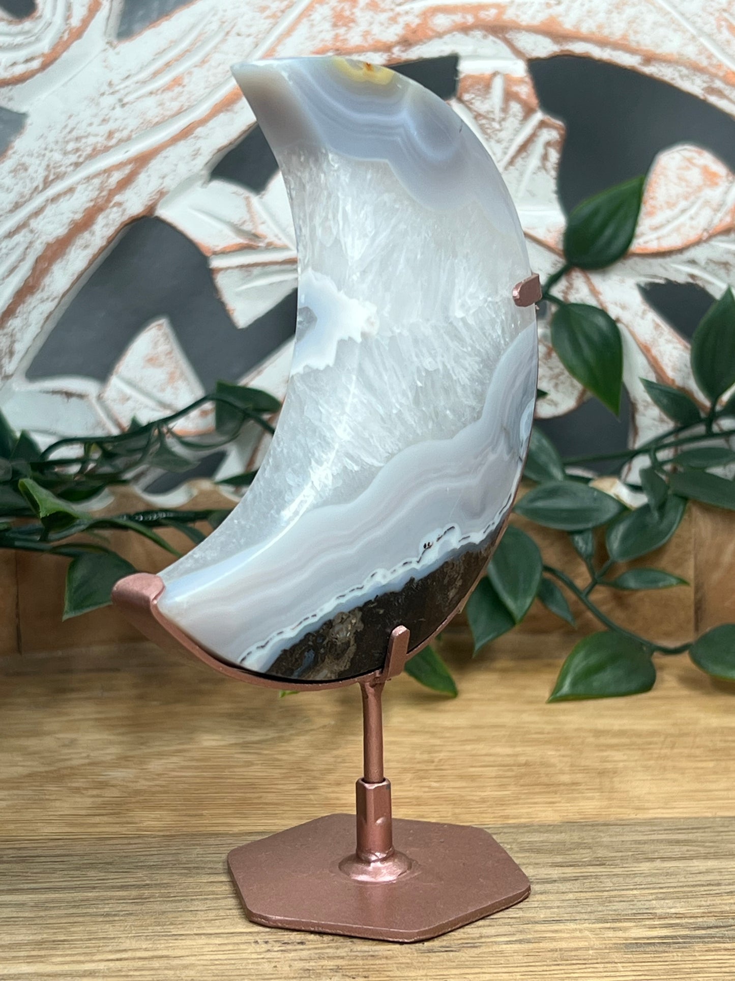 Blue Grey Lace Agate Moon