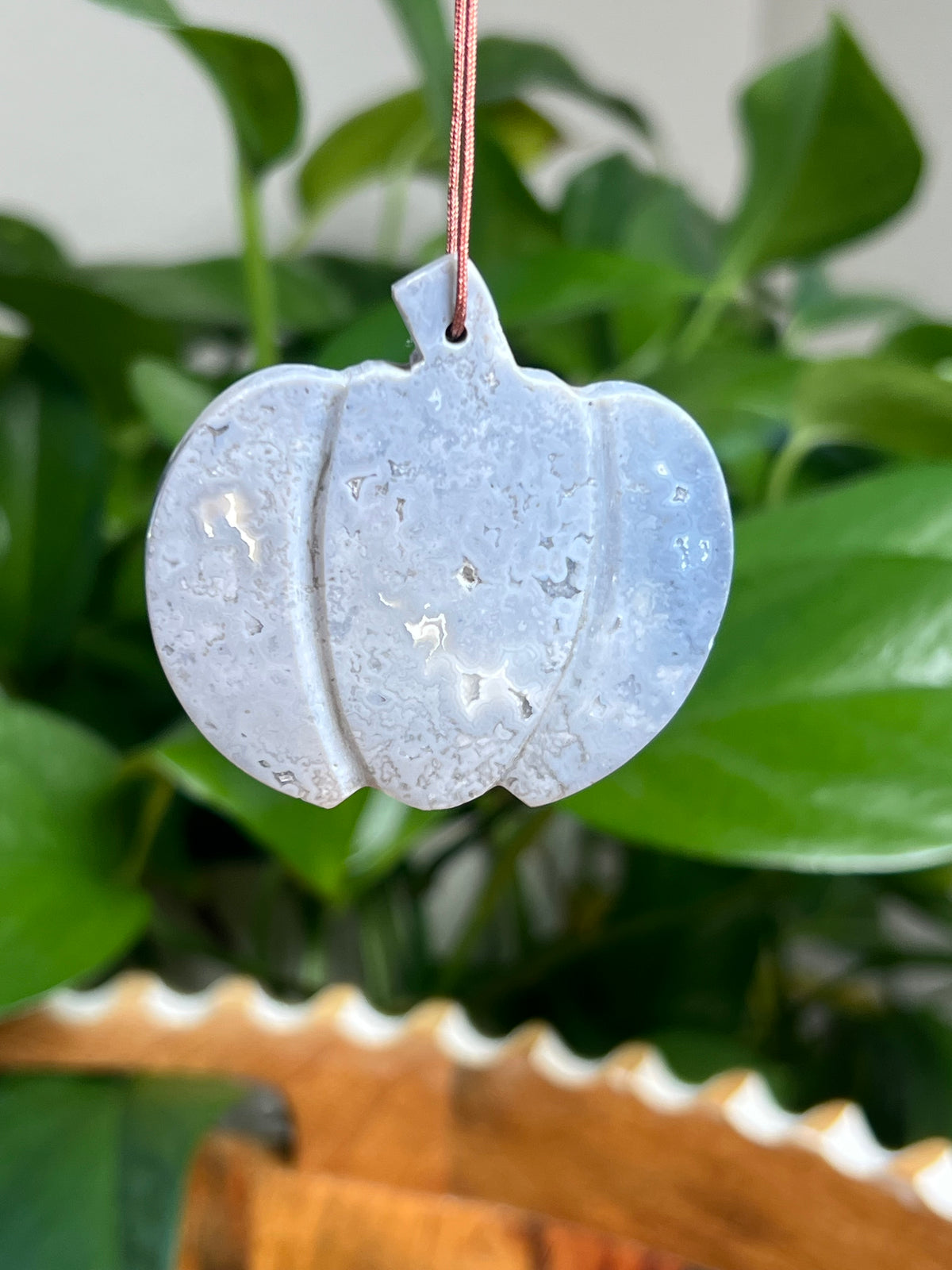 Blue Plume Agate Pumpkin Ornaments