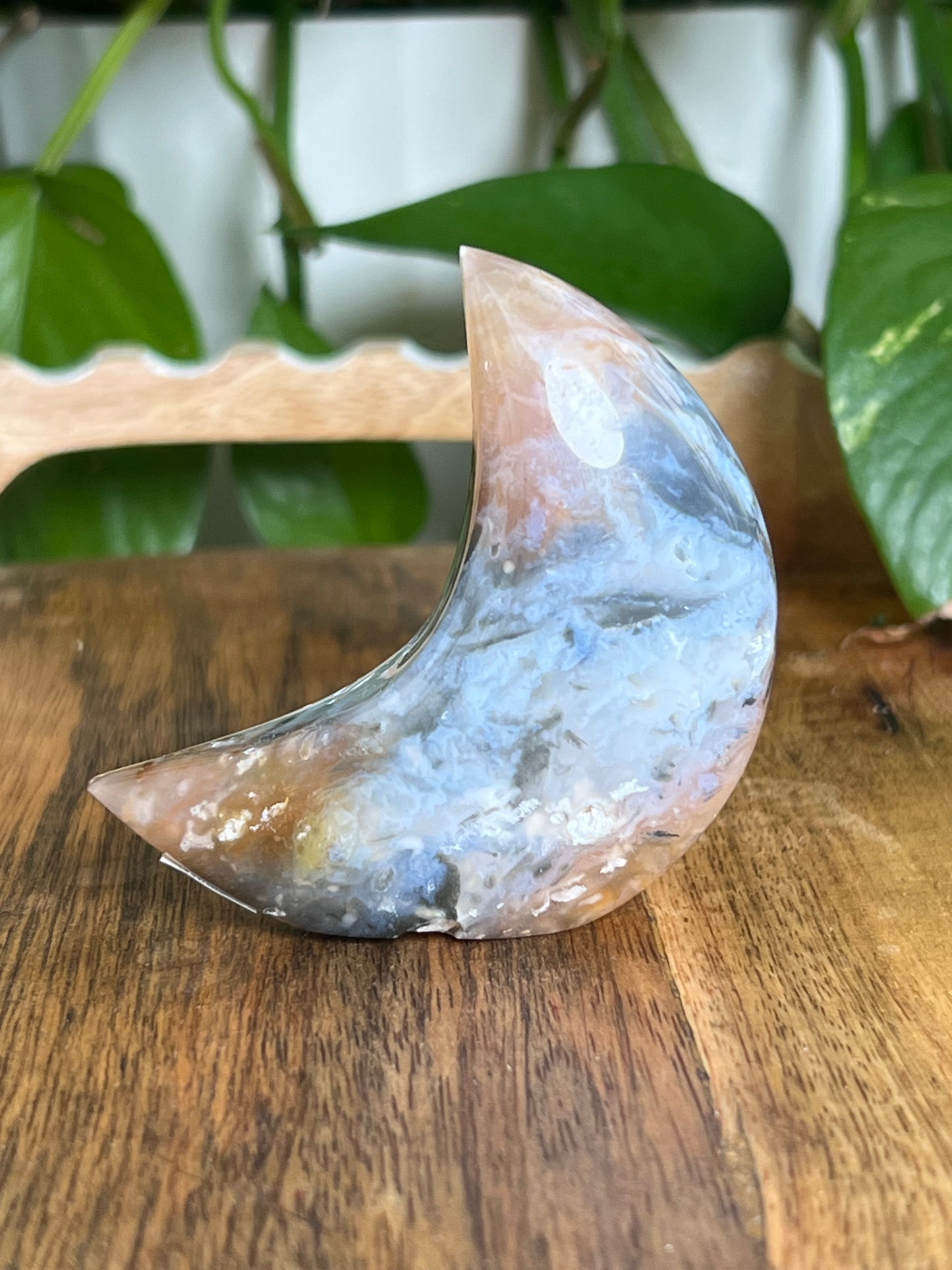 Rainbow Plume Agate Moon G