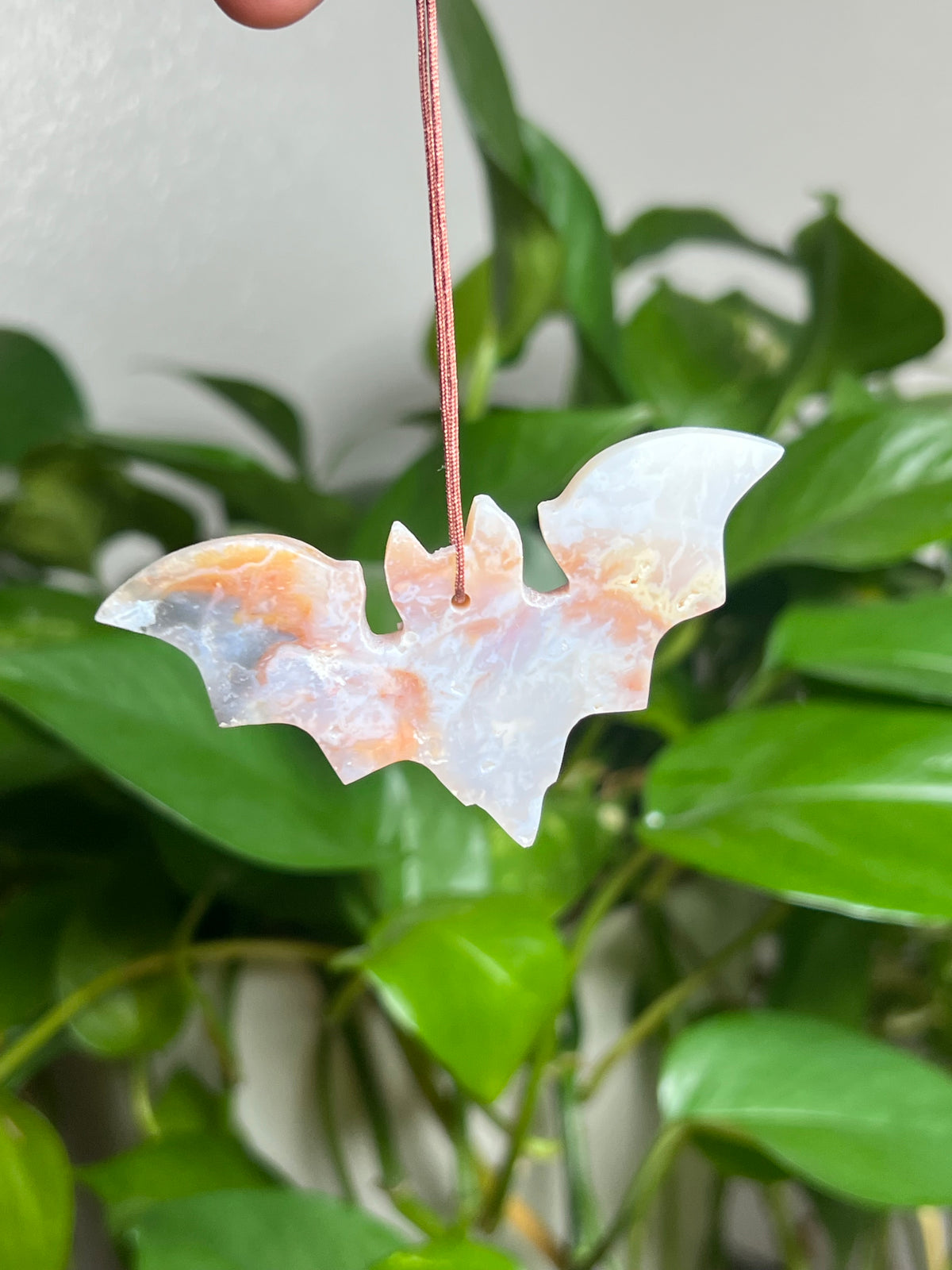 Rainbow Plume Agate Ornament Bat: EA