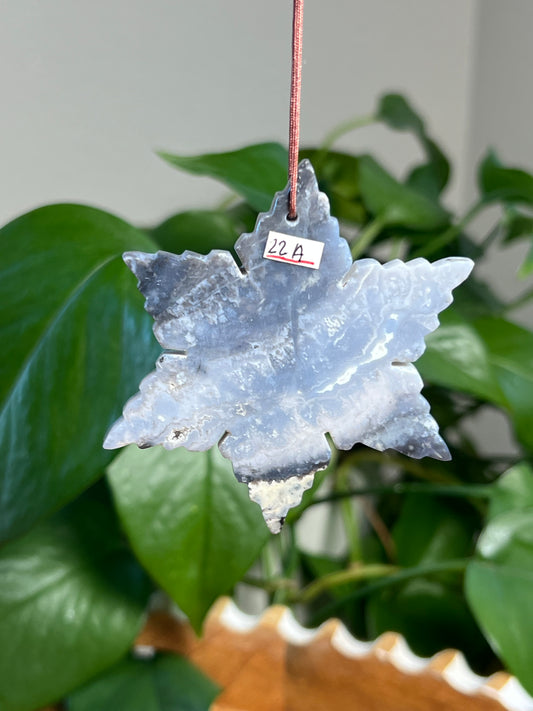 Blue Plume Agate Snowflake Ornaments
