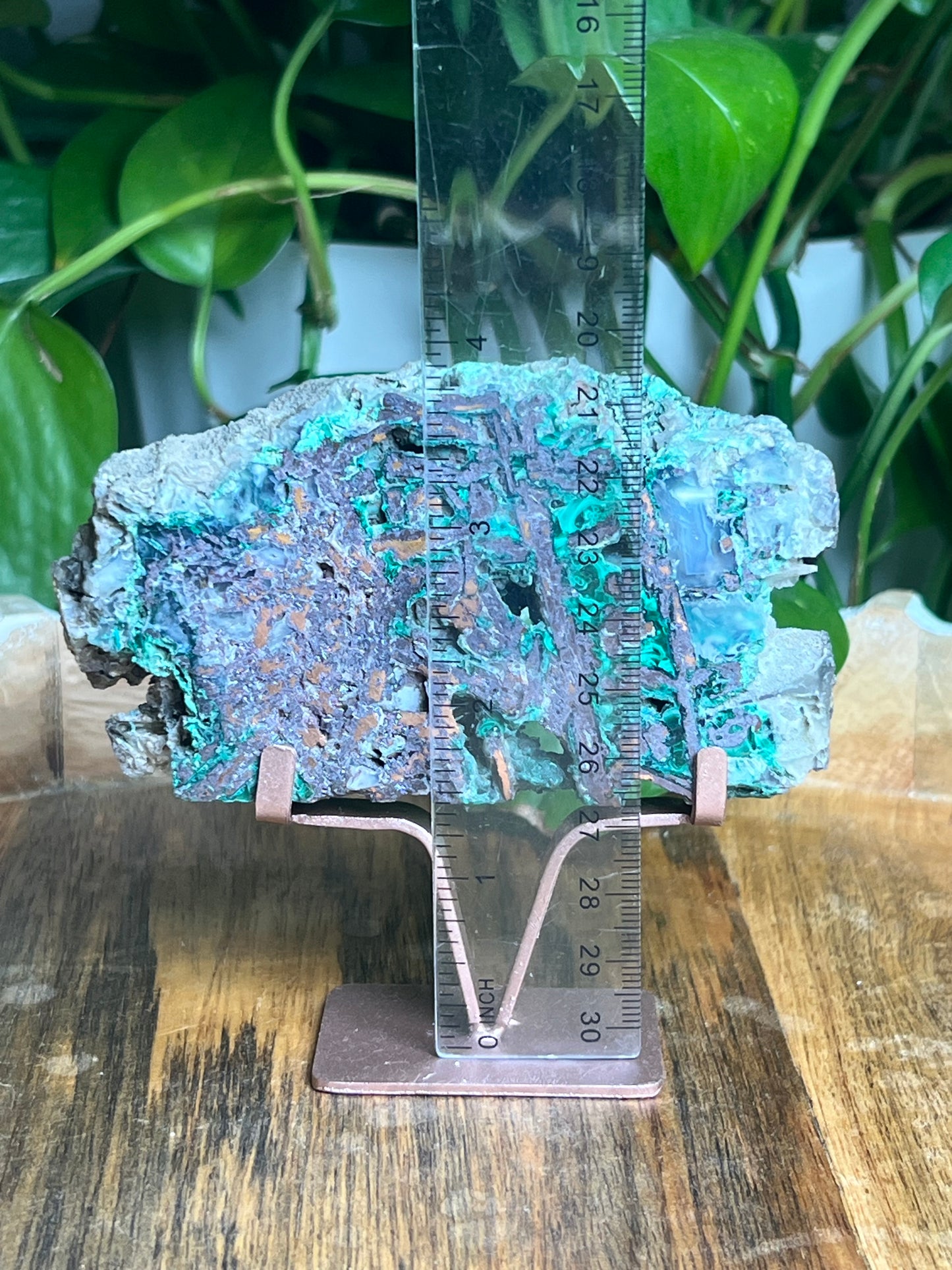 Copper In Malachite Chrysocolla and Chalcedony Slab: I