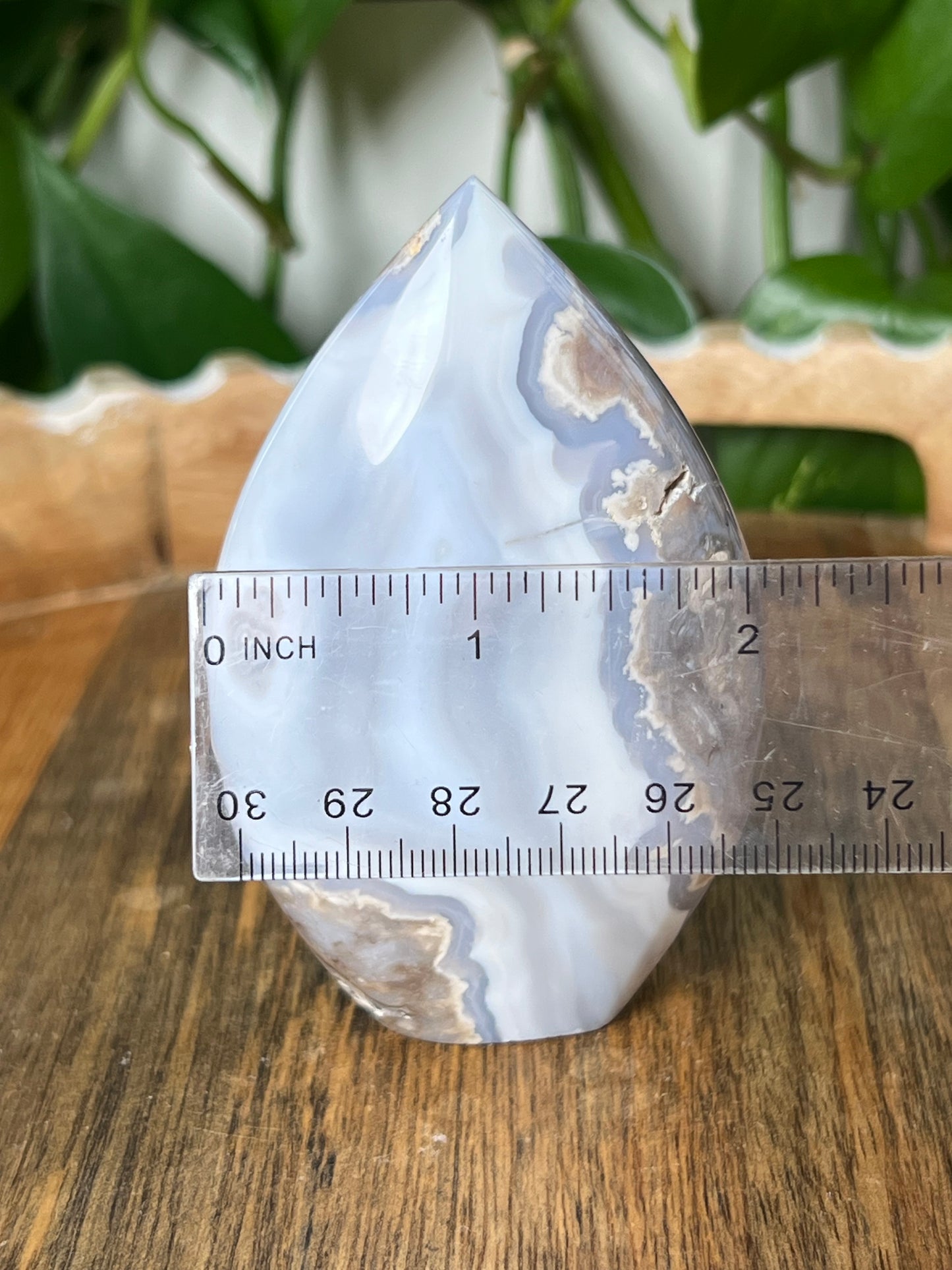 Blue Grey Lace Agate Flame