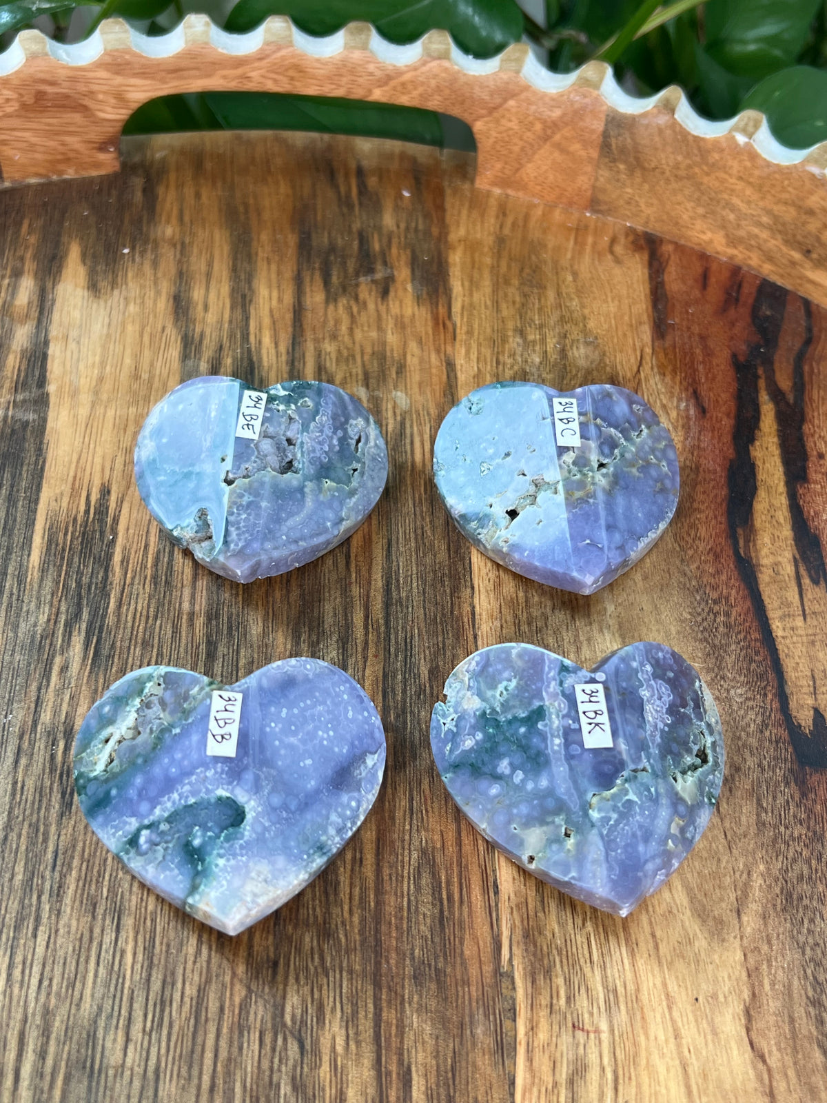 Grape Agate 3D Heart Butterflies