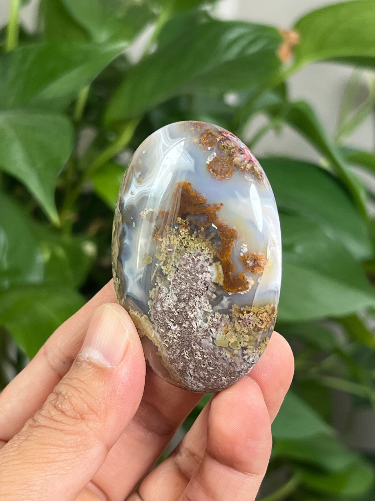 Scenic Moss Agate Palmstone: KA