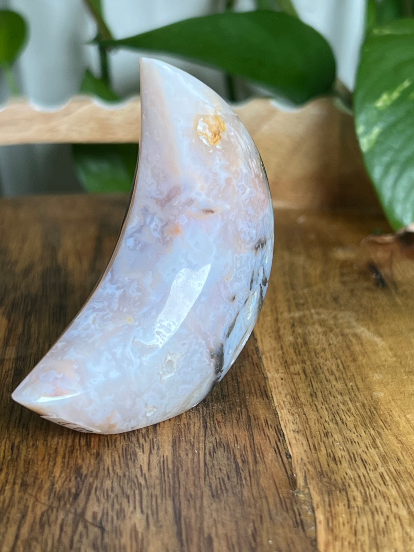 Rainbow Plume Agate Moon E