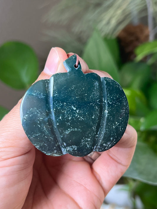 Blue Green Jasper Pumpkin Ornament