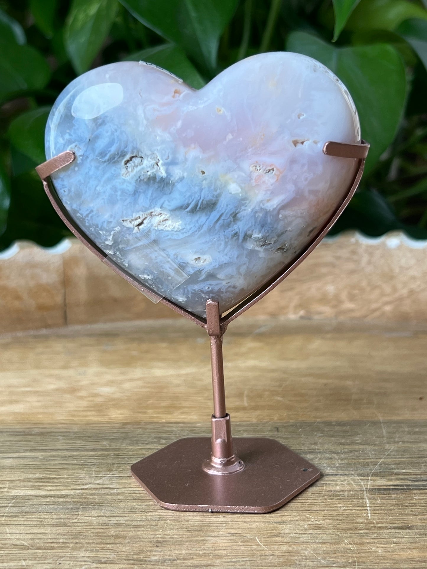 Rainbow Plume Agate Heart