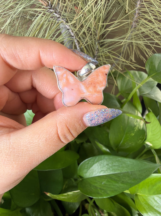 Pink Carnelian Butterfly Necklace