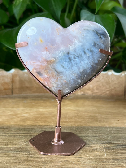 Rainbow Plume Agate Heart