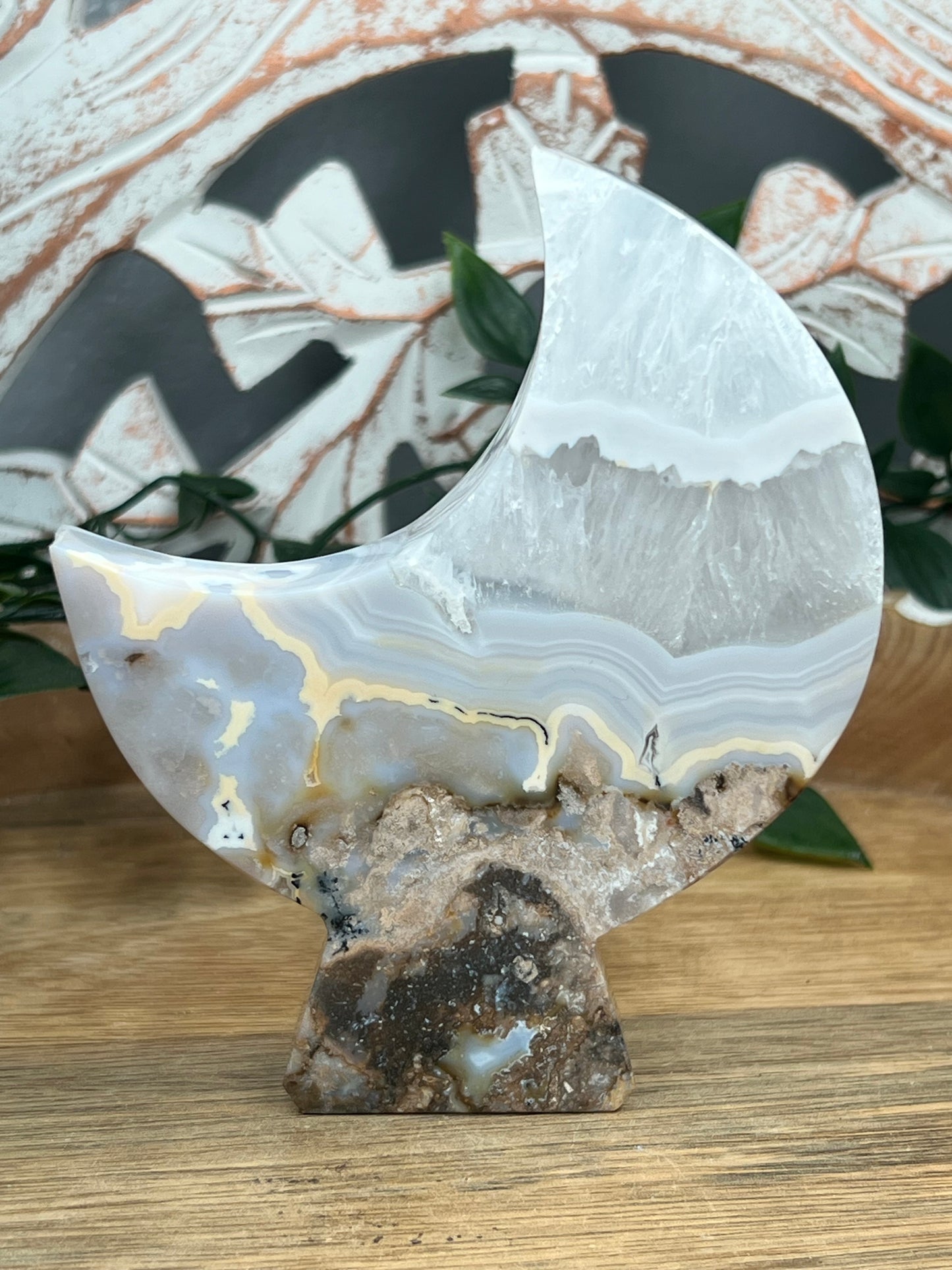 Blue Grey Lace Agate Moon