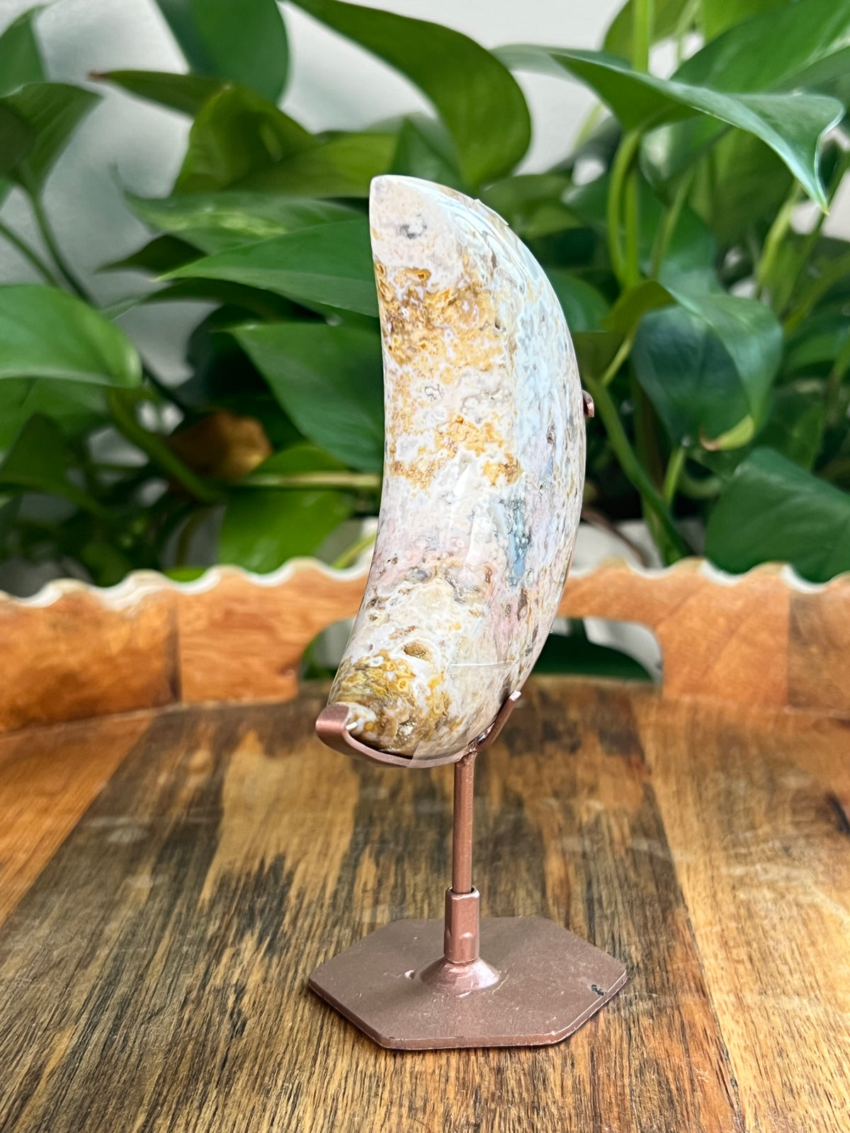 Sea Jasper On Metal Stand Puffy Moon: PA