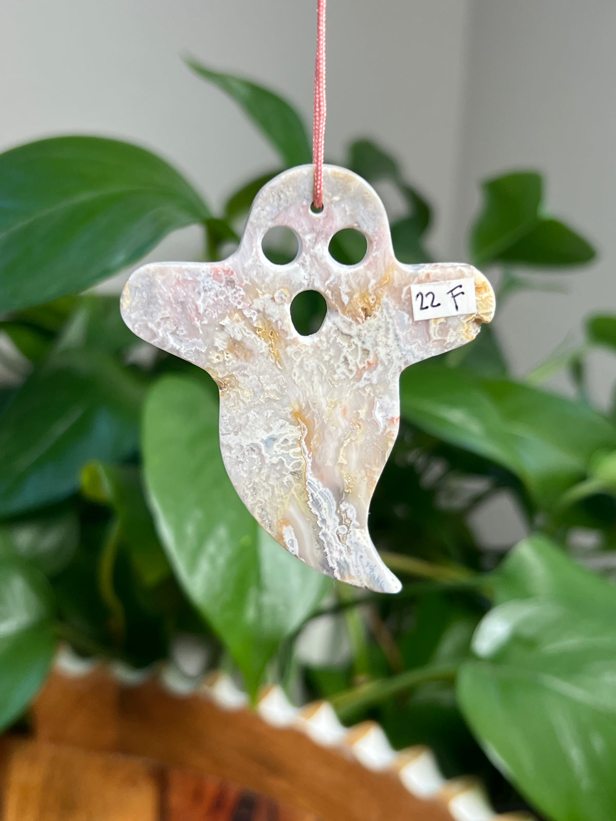 Sumatra Plume Agate Ornament Ghost: F