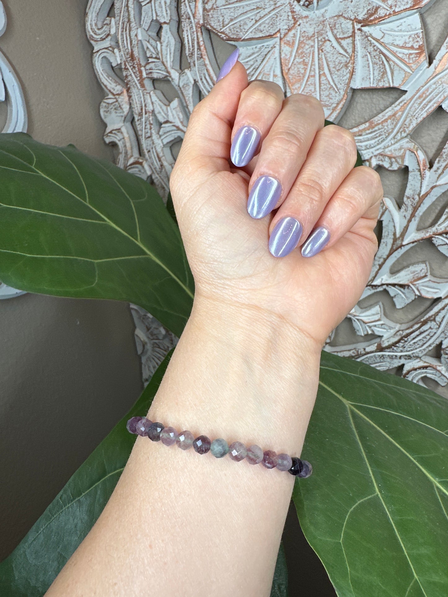 Faceted Fluorite Beaded Bracelet (6mm)