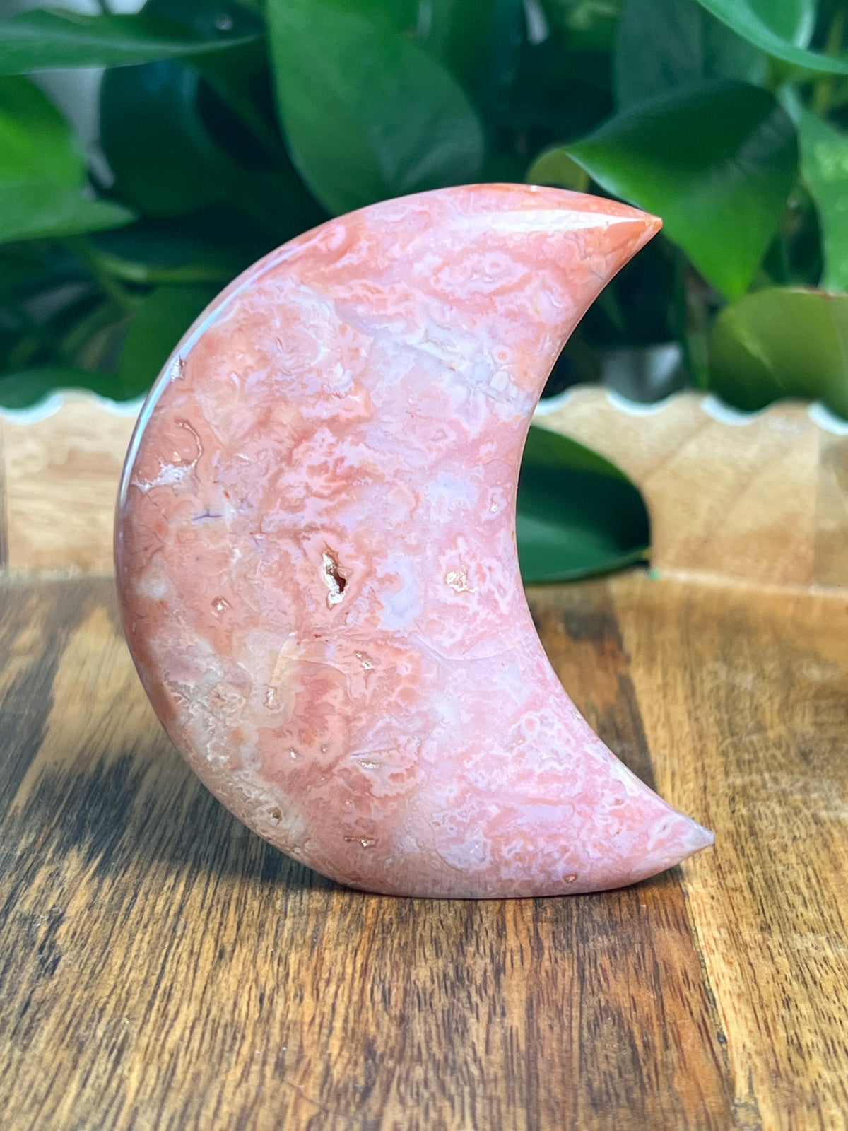 Pink Carnelian Self Standing Moon: PS