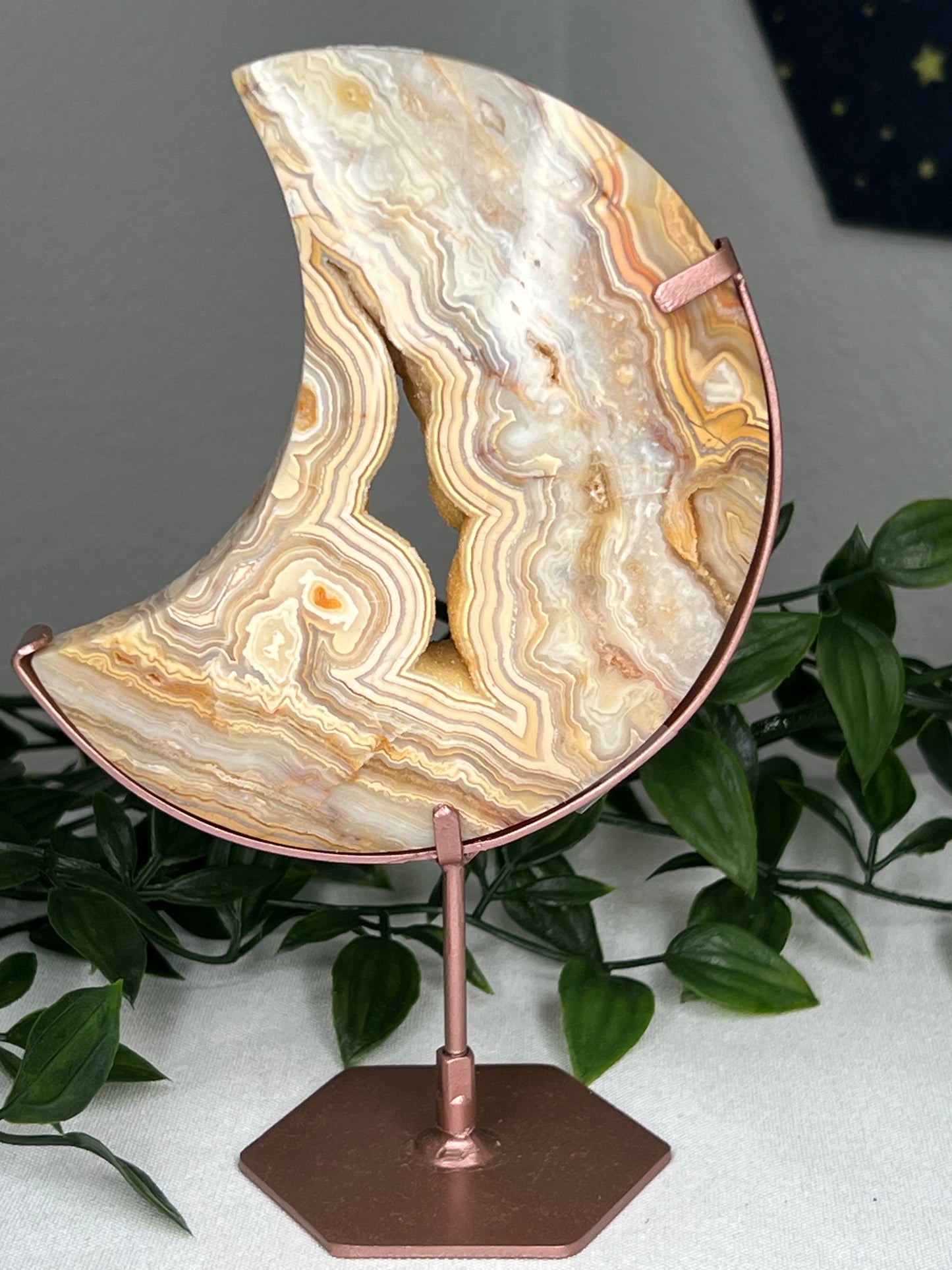 Yellow Crazy Lace Agate Moon