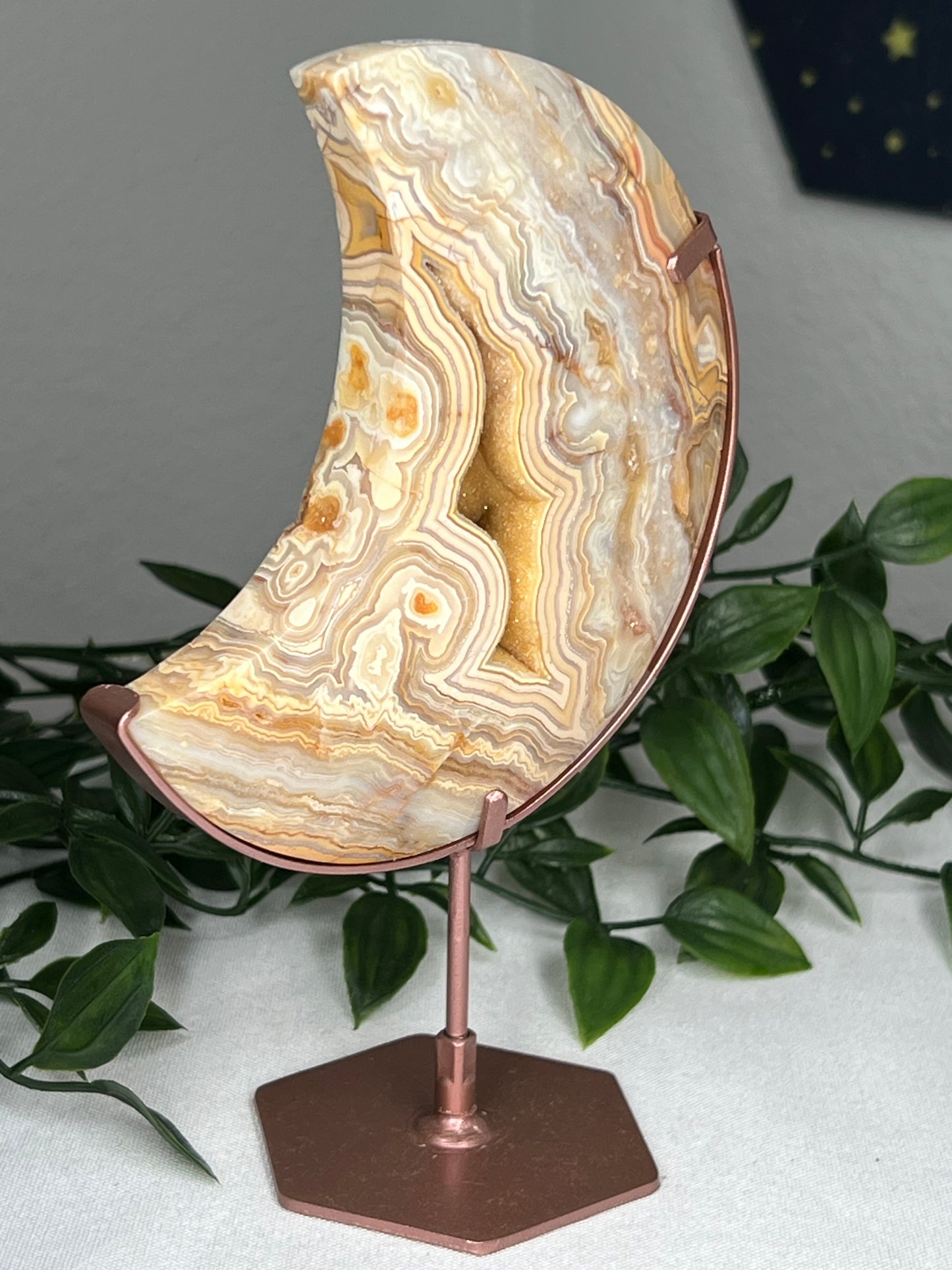 Yellow Crazy Lace Agate Moon