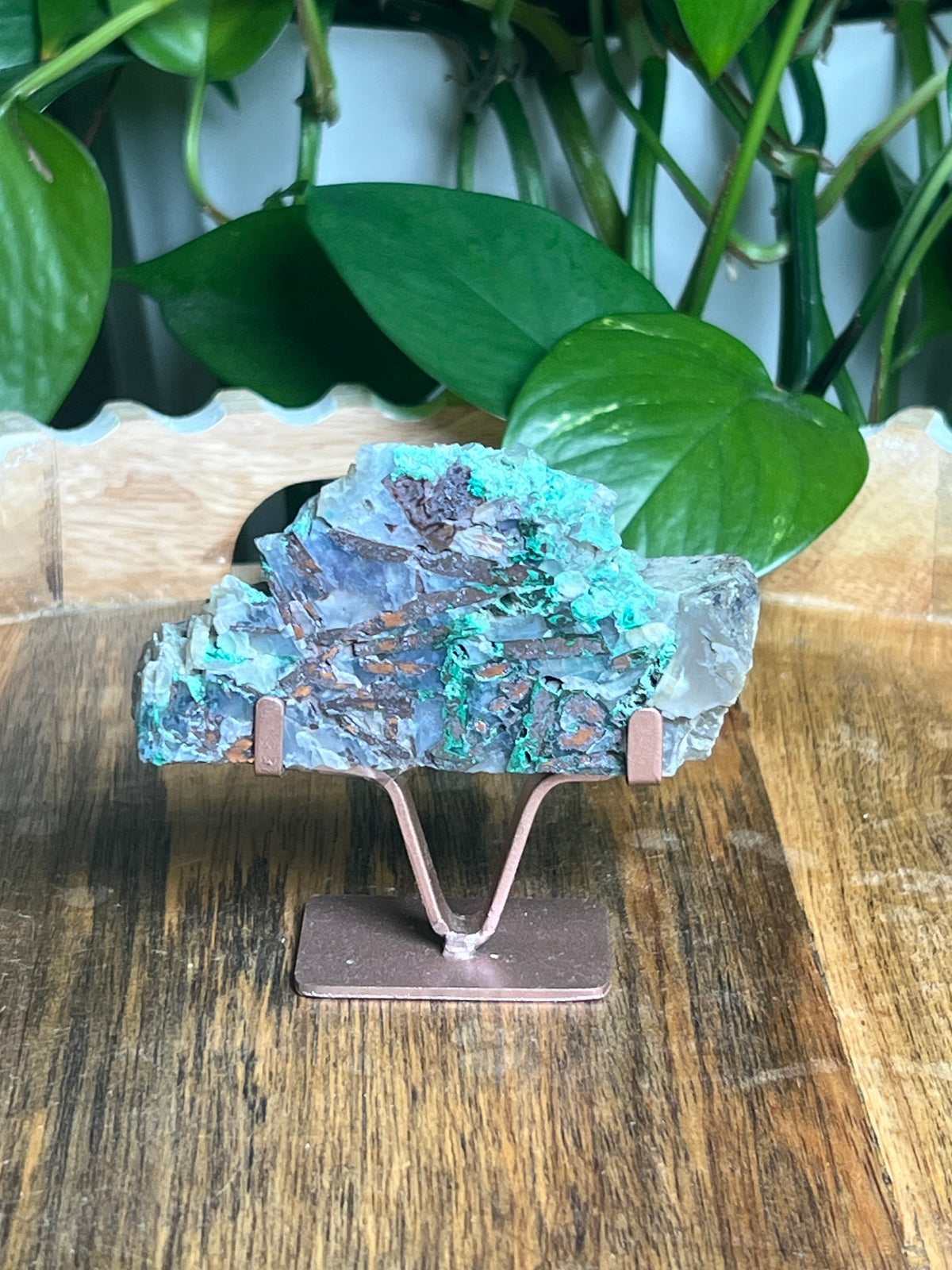 Copper In Malachite Chrysocolla and Chalcedony Slab: L