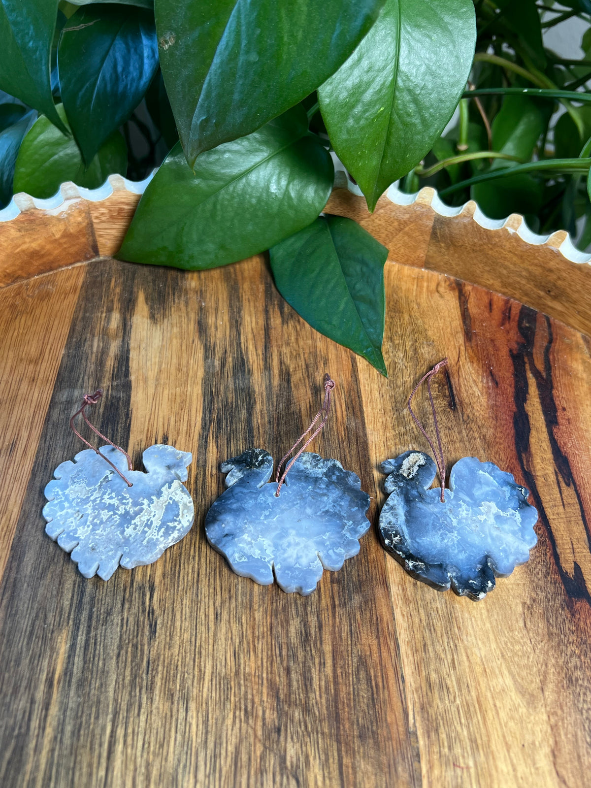 Blue Plume Agate Turkey Ornaments