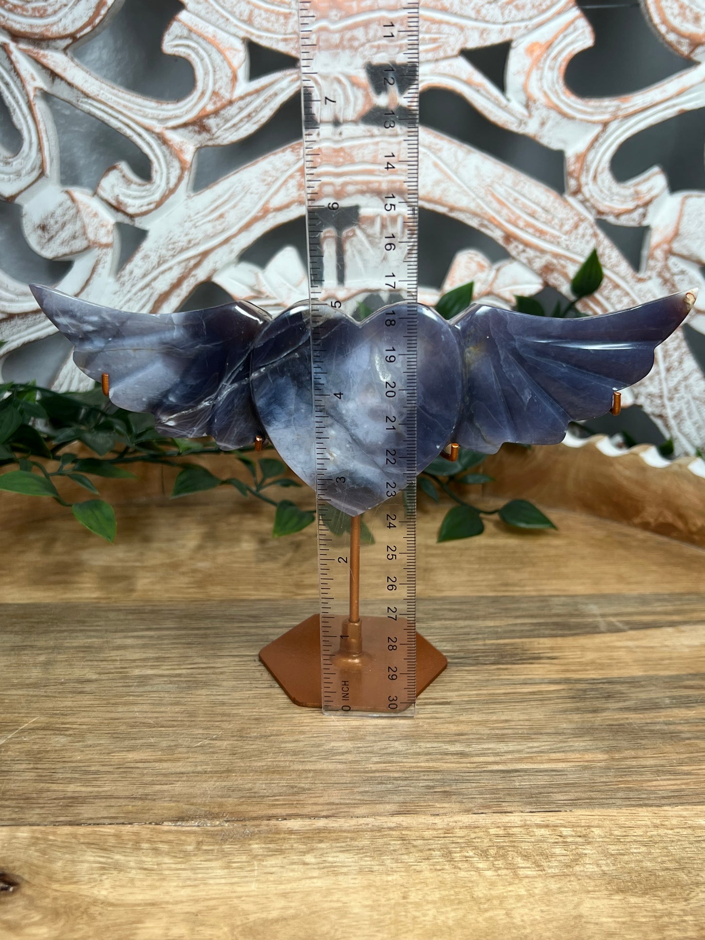 Purple Chalcedony Heart Wings