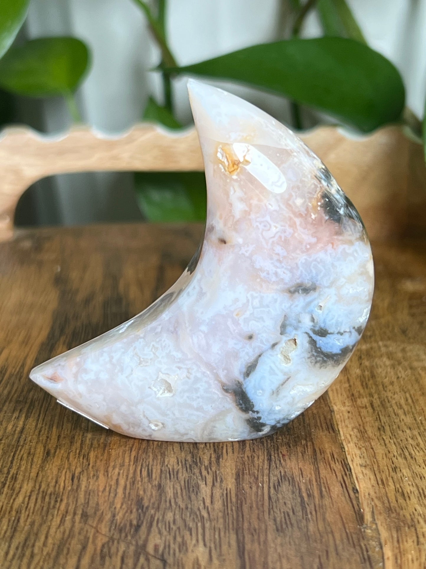 Rainbow Plume Agate Moon E
